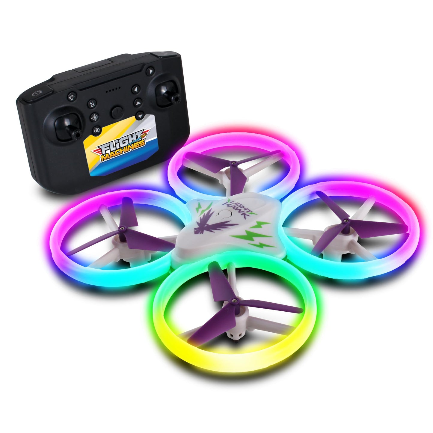 NKOK Fight Machines: 2.4GHz LightHawk Quadcopter - RC Drone, Features Altitude Hold Stunts, Obstacle Avoidance, LED Light Show Effects, Kids Ages 8+