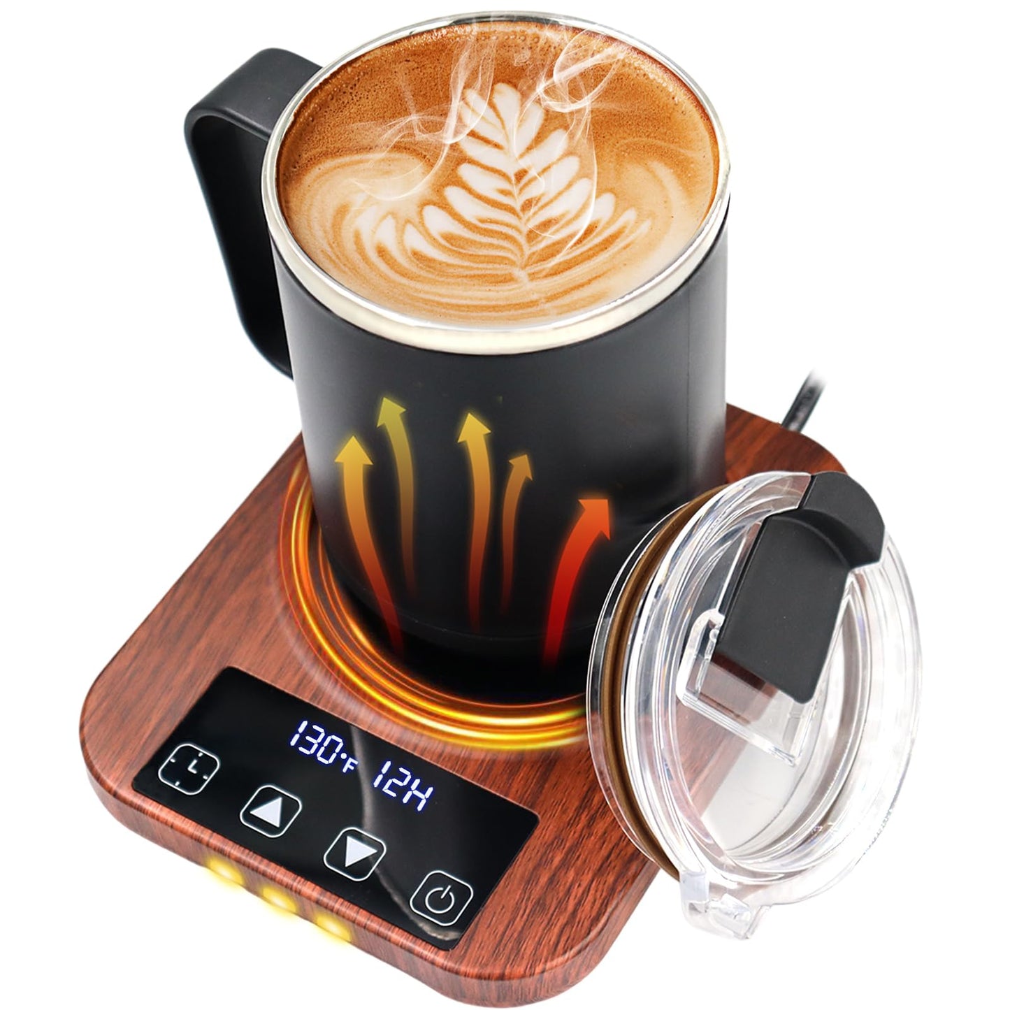 Coffee Mug Warmer - Candle Warmer, 9 Temp Coffee Cup Warmer for Desk Auto Shut Off, 1-12H Timer Smart Electric Beverage Warmer, Candle Warmer Plate Candle Melter, Heated Coffee Mug, Charging Coaster