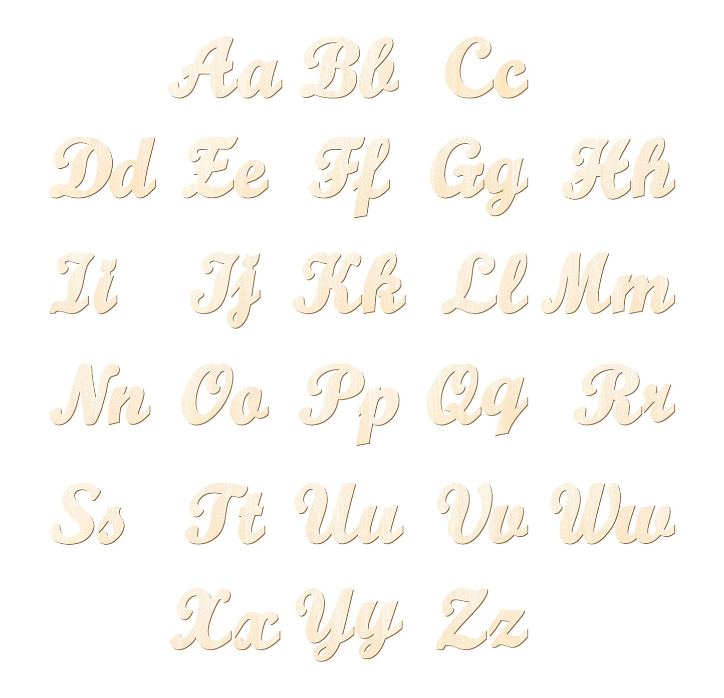 570 Pieces 2 Inch Unfinished Wooden Letters for Crafts Cursive Wood Letters ABCs with Sorting Trays