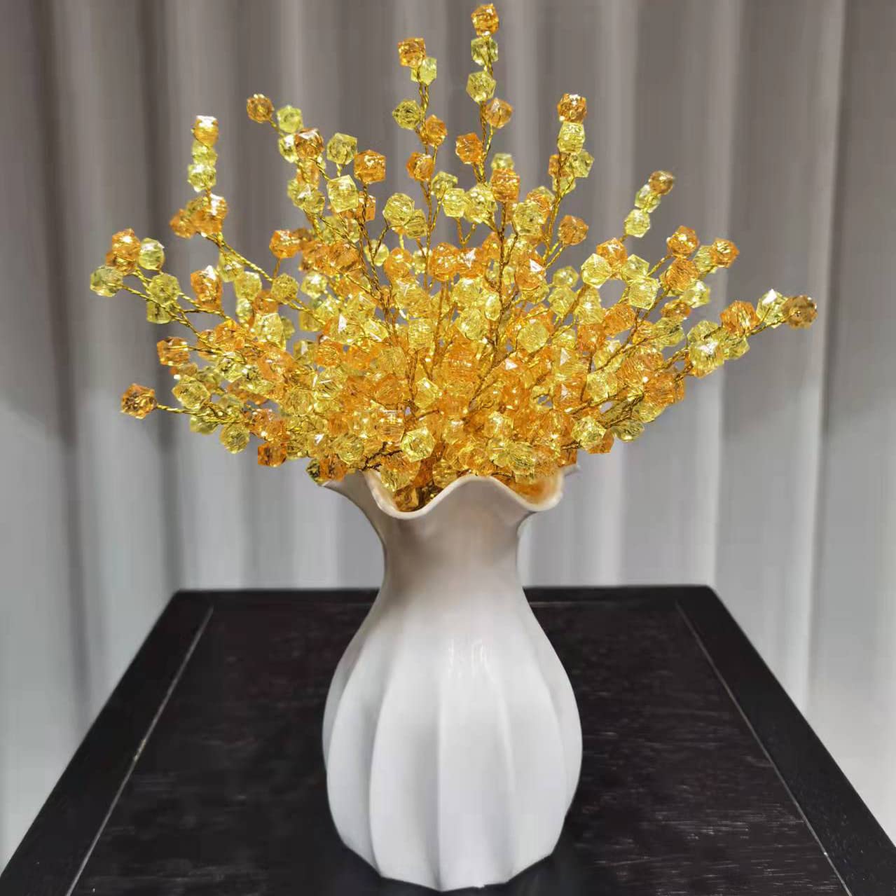 SWEXURY 16PCS Crystal Artificial Flowers Bouquets Handmade Acrylic Flower Branches Fake Beaded Baby Breath Floral Crafts for Wedding Party Home Decor