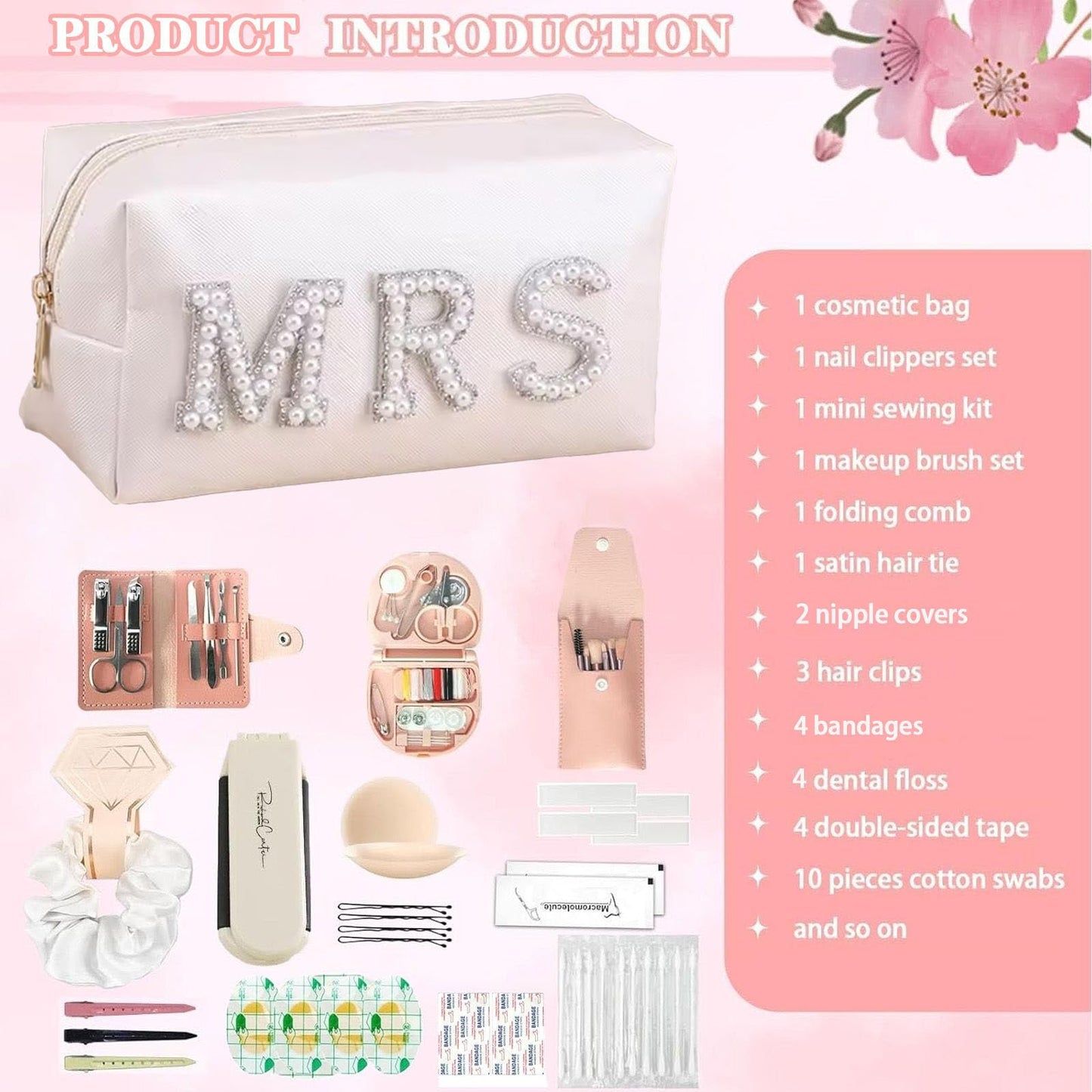 Wedding Day Emergency Kit, Bridal Emergency Kit for Wedding Day Items, Wedding Day Essential for Bride Bridesmaid, Wedding Survival Set with Makeup Bag