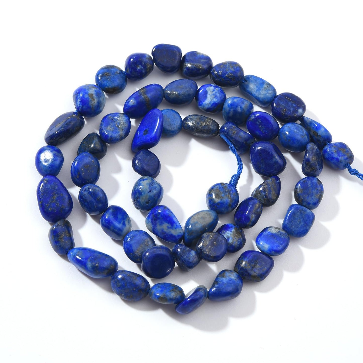 jodaying 6-8mm Natural Blue Lapis Lazuli Nuggets Oval Free Tumbled Pebble Semi Precious Gemstone Loose Stone Beads Approx 15.5 inch for DIY Jewelry Making