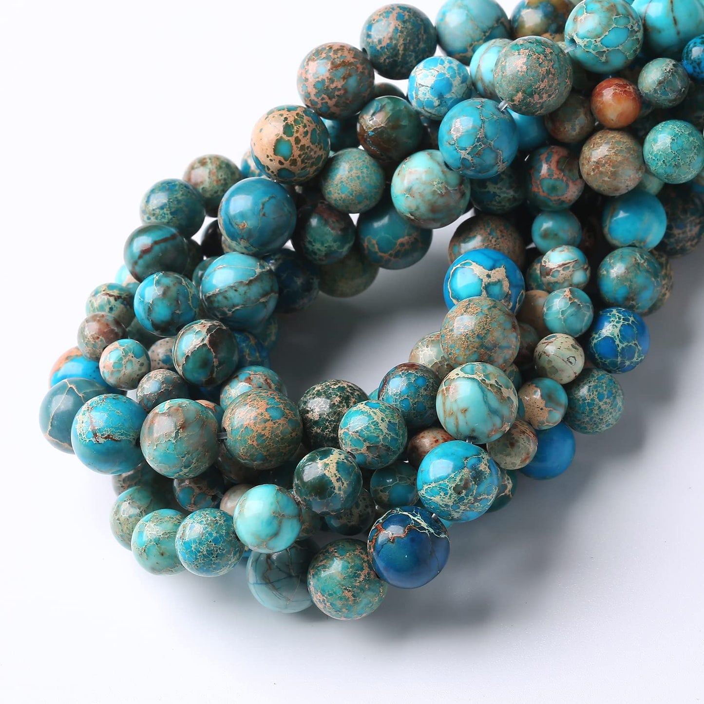 45PCS 8MM Natural Blue Imperial Jasper Stone Beads Round Shape Suitable for Jewelry DIY Bracelet 15 Inches