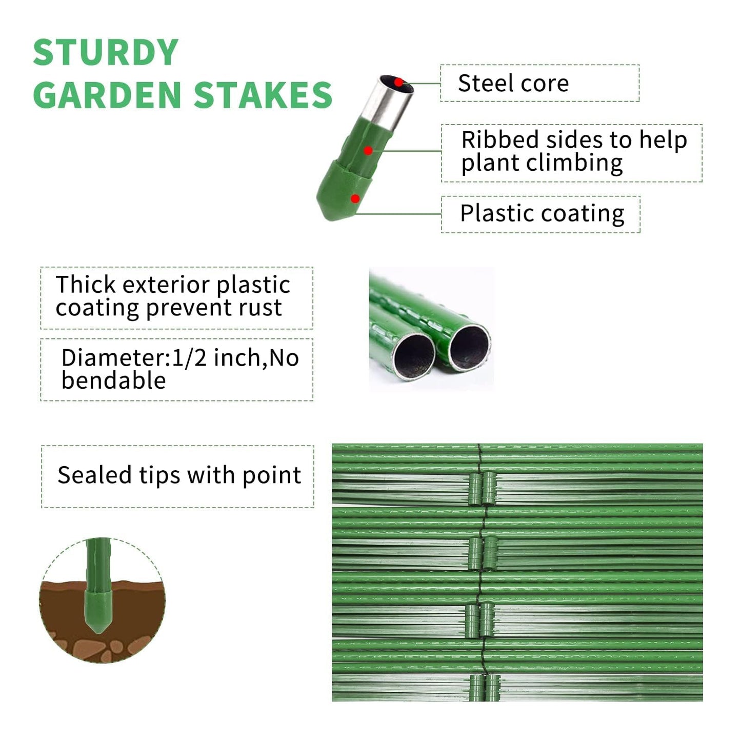 G-LEAF 6 Pack 5ft Tomato Cage for Garden Plant Support, Garden Stakes Tomato Cage, Tomato Cages Plant Stakes for Climbing Plants