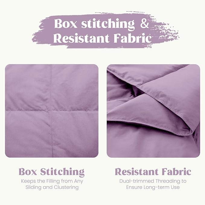 puredown® King Size Blanket for Bed, Ultra Soft Lightweight Down & Feather Fill, All Season Blanket, Machine Washable, 88"X108", Lavender