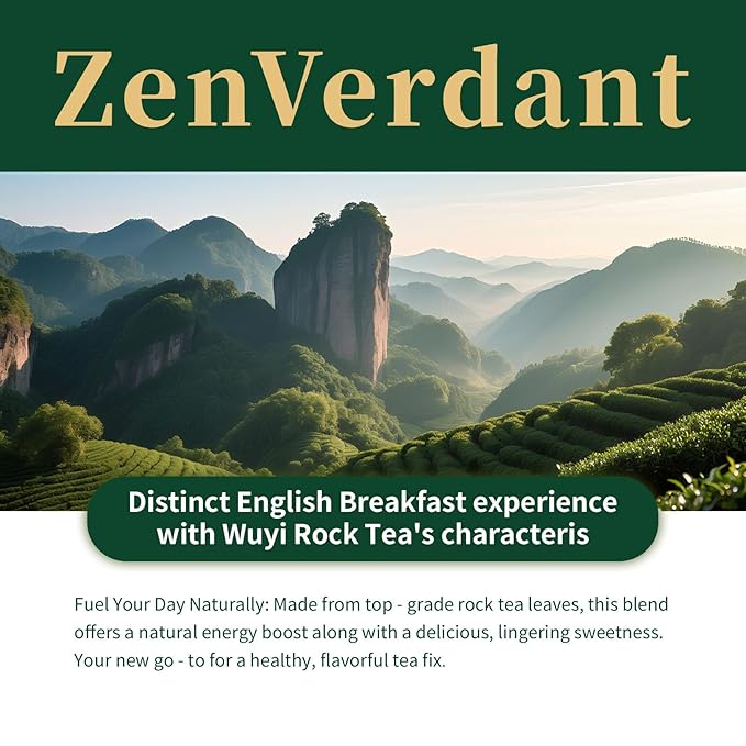 ZenVerdant Premium Breakfast Tea Loose Leaf, 8oz | Smooth Rock Tea Base, Floral Notes, Caramel Sweet Aftertaste, Smooth & Non-Bitter | 3+ Steeps
