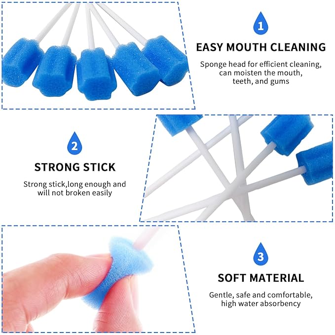 50 Pieces Disposable Oral Swabs Bulk Mouth Sponge Stick Swabsticks Unflavored for Elderly Kids Adults Mouth & Gum Cleaning