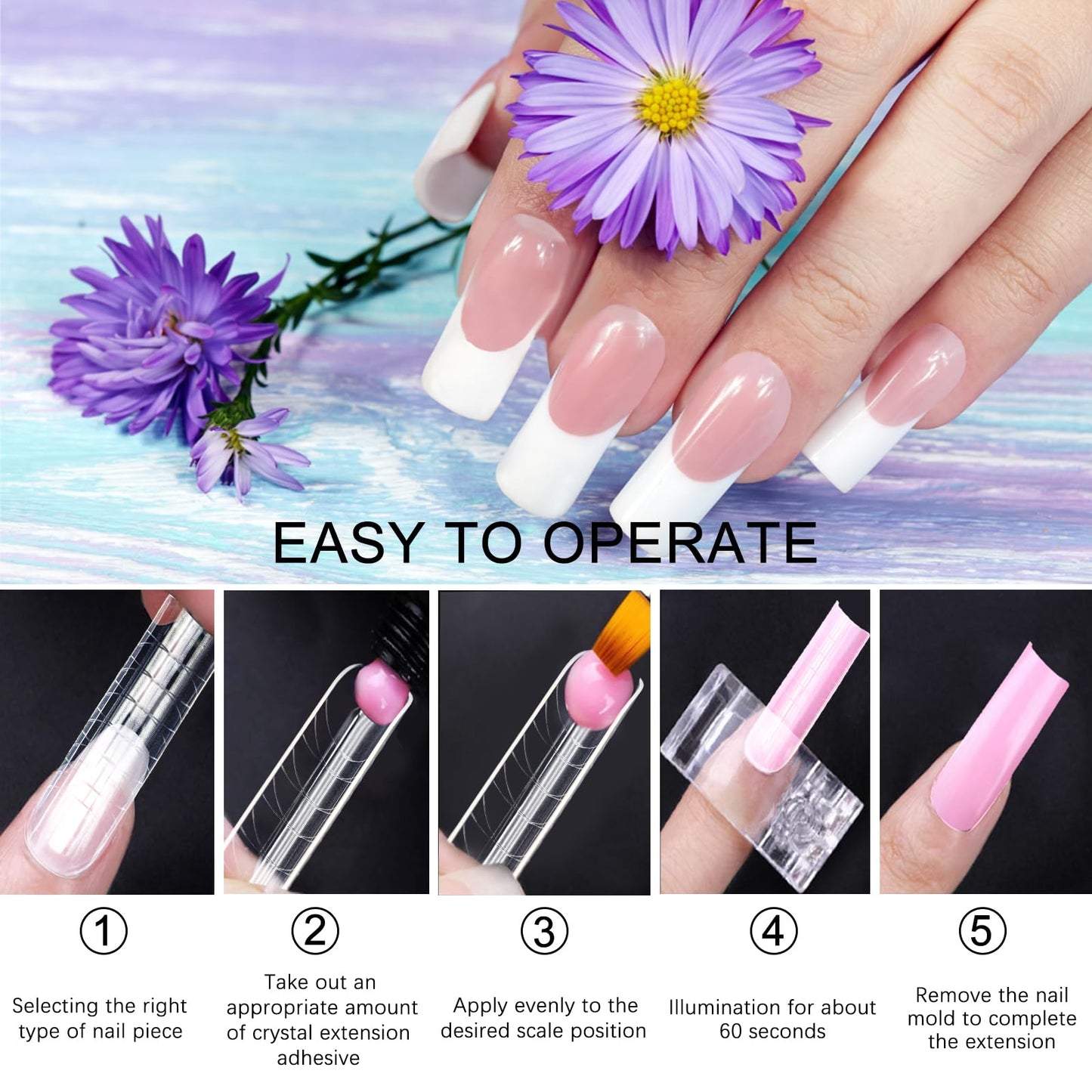 Vnjaoi 120 Pcs Poly Extension Gel Dual Nail Forms + 60 PCS Silicone French Manicure Stickers for Gel Manicure Art Design Salon DIY at Home