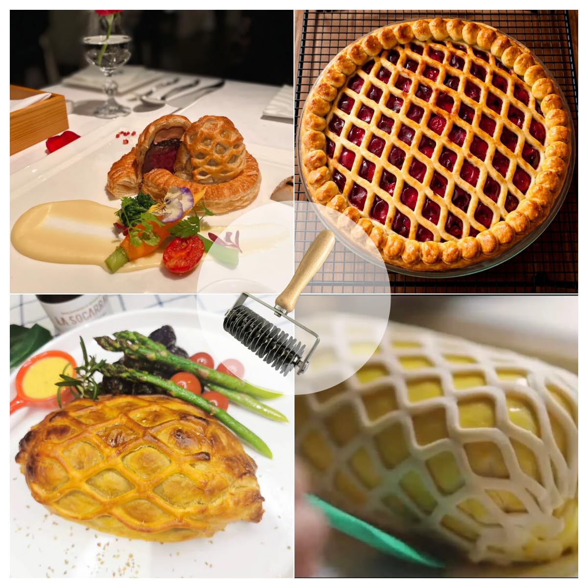 Pastry Lattice Roller Cutter，Stainless Steel Pie Crust Cutter Tool for Pastry Dough, Pizza Bread and Beef Wellington