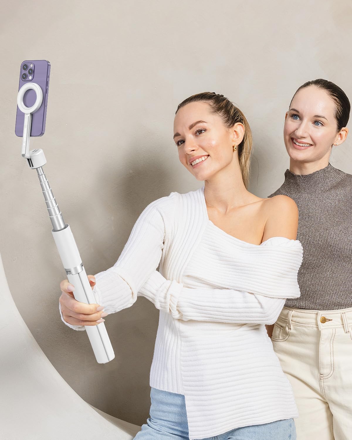 KraftGeek Magnetic Selfie Stick Tripod for iPhone, 64” Phone Tripod for Magsafe, Travel Phone Stand with Remote for iPhone 16 Pro Max