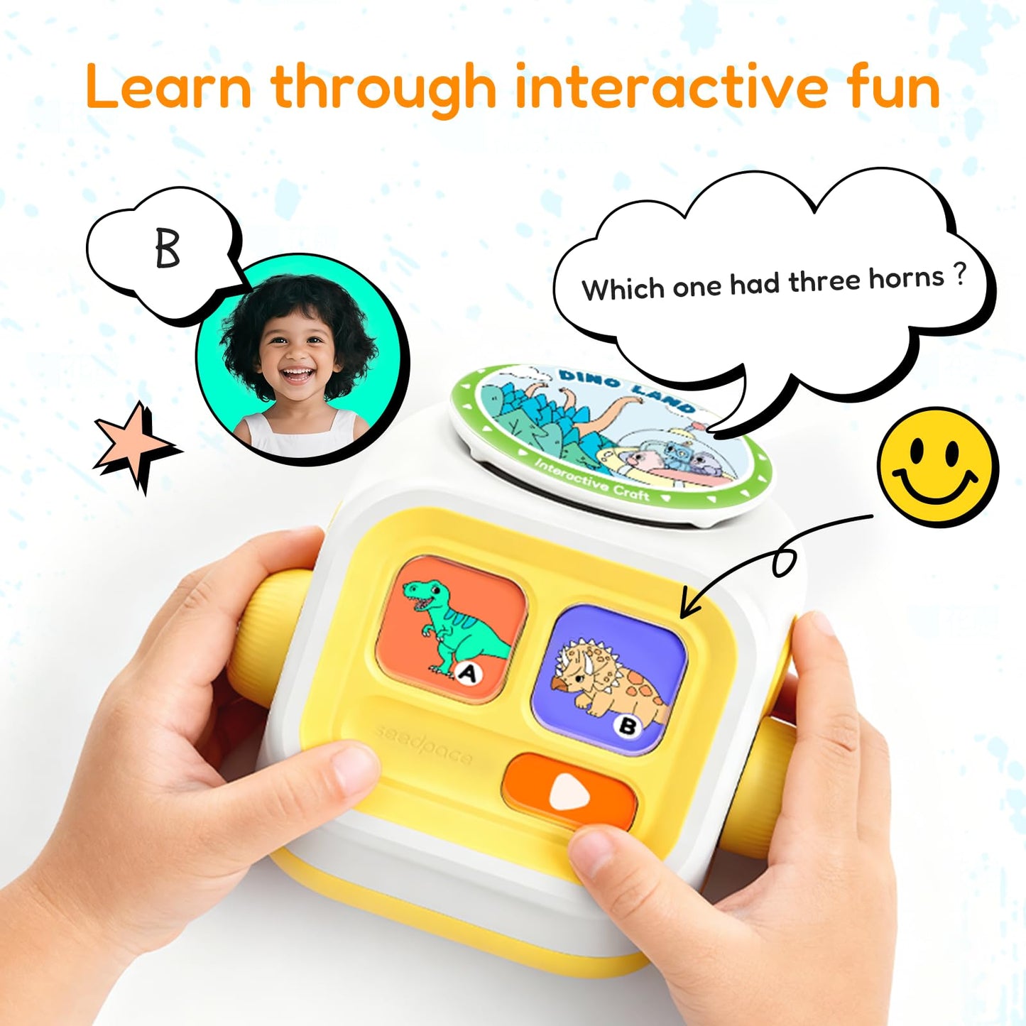seedpace Interactive Story Machine for Kids: Screen-Free Player with 3 Story Books, 120 Stories, 600 Minutes, Bluetooth Speaker, Robot Pet, Educational Toy, Learning, Toddlers Gift