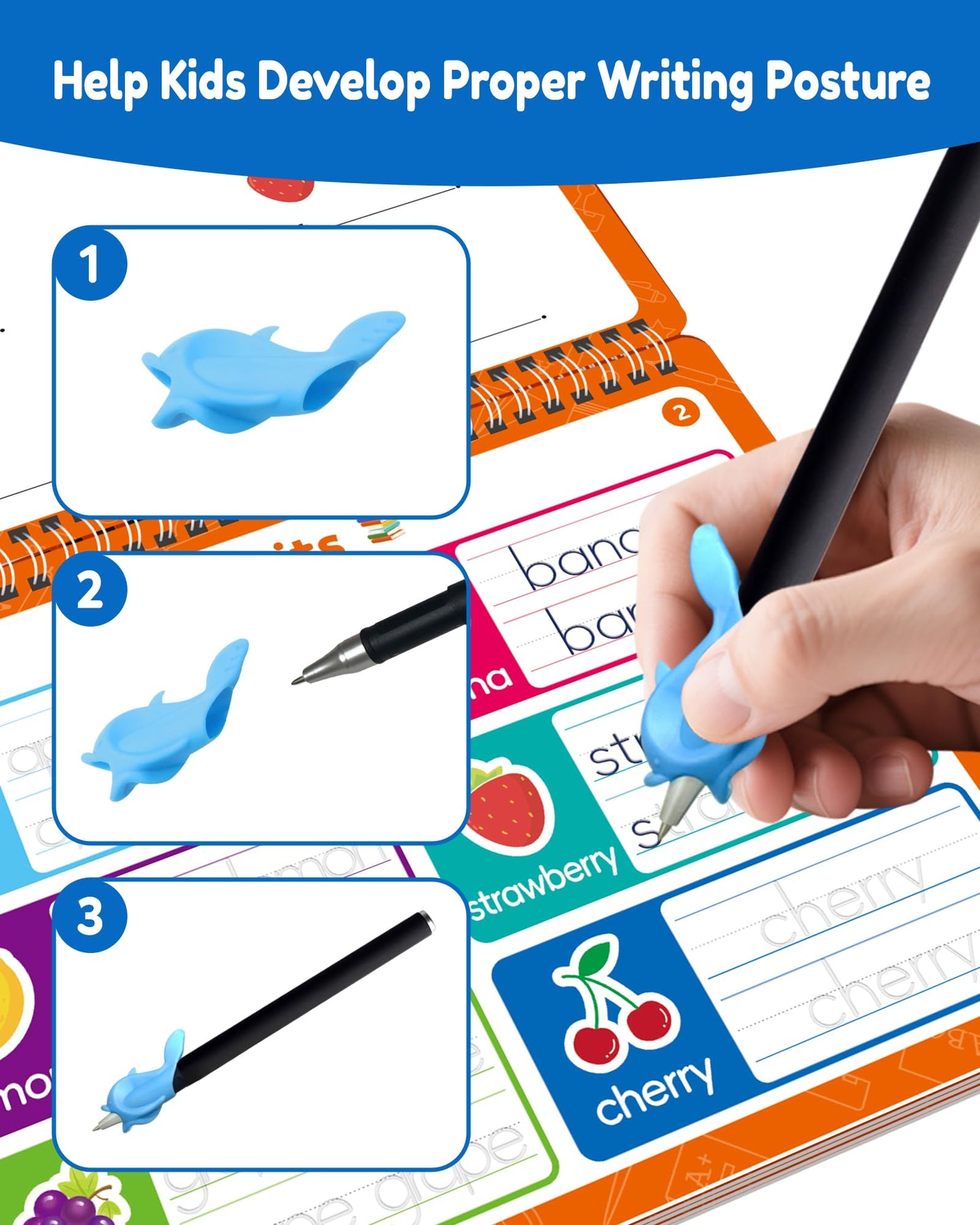 FADAWU Magic Grooved Writing Practice Books for Kids, Large Grooved Handwriting Copybook, Reusable Learn to Write Number Letter Preschool Tracing Workbook for Kids Ages 3-8, Birthday Gifts Toys