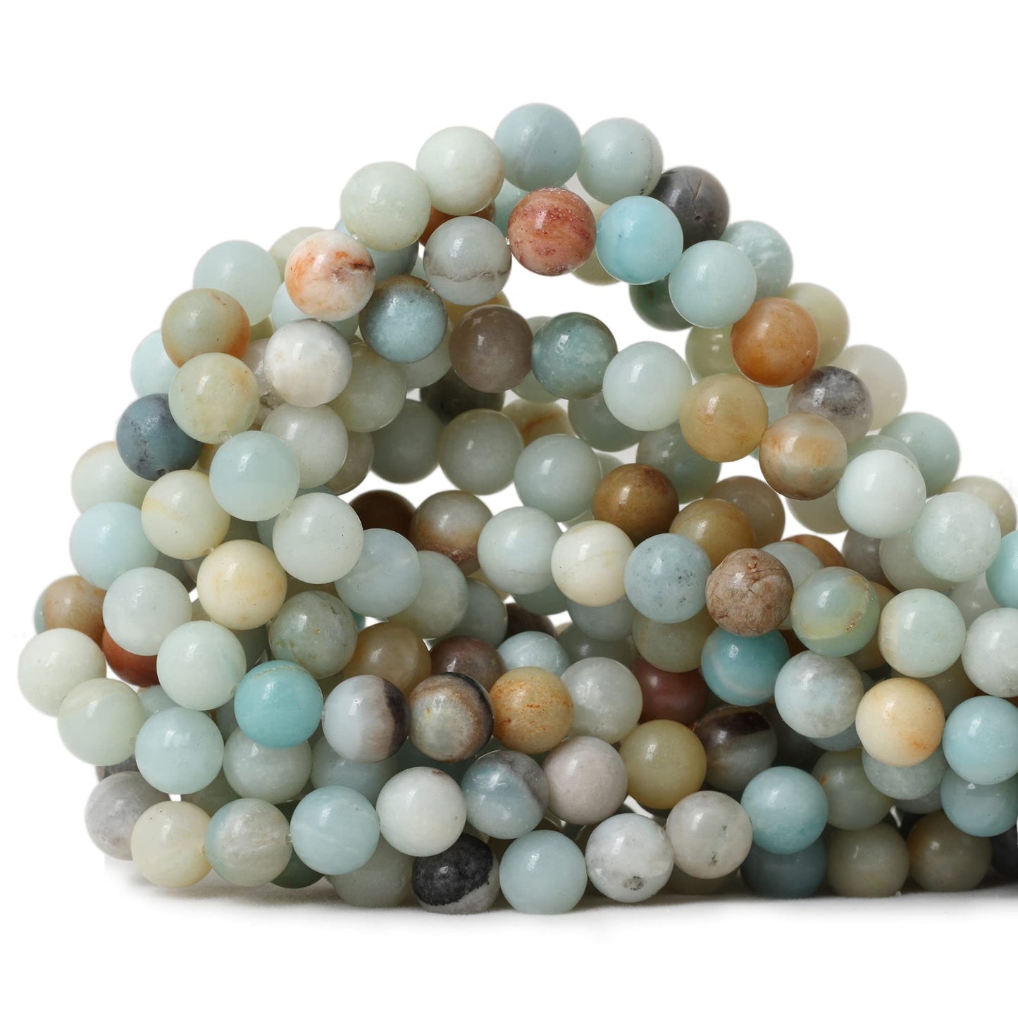 CHEAVIAN 45PCS 8mm Natural Mix Color Amazonite Gemstone Round Loose Beads Stone Beads for Jewelry Making DIY 1 Strand 15"