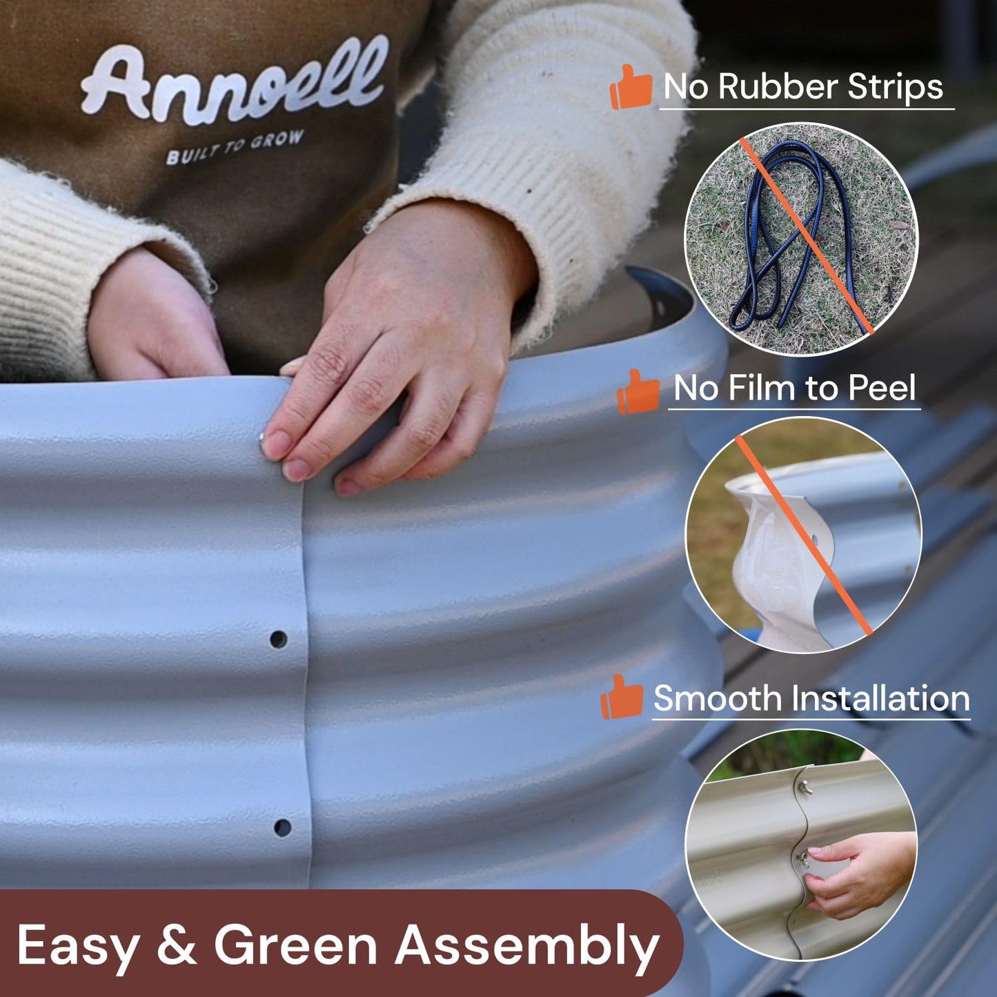 Annoell Galvanized Raised Garden Bed 8x4x1 ft, 12" Tall Metal Planter Box for Outdoor Plants, Modular Raised Flower Bed with Rust Resistant Coating for Kitchen Garden, Patio or Backyard - Moss Green
