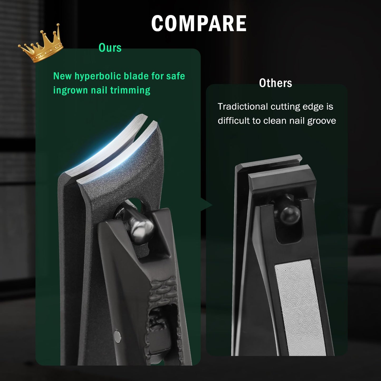 FVION Angled Nail Clippers, Ingrown Toenail Clipper for Thick Nails, Slant Curved Blade Nail Cutters Ingrown Nail Pain Relief Tool