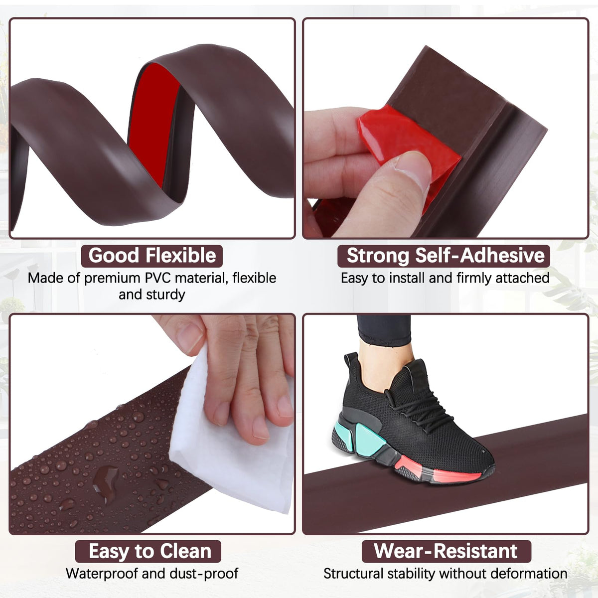 Vinyl Door Threshold Flooring Transition Strip Self Adhesive Carpet Edging Strip for Laminate Doorway Edge Threshold from 3