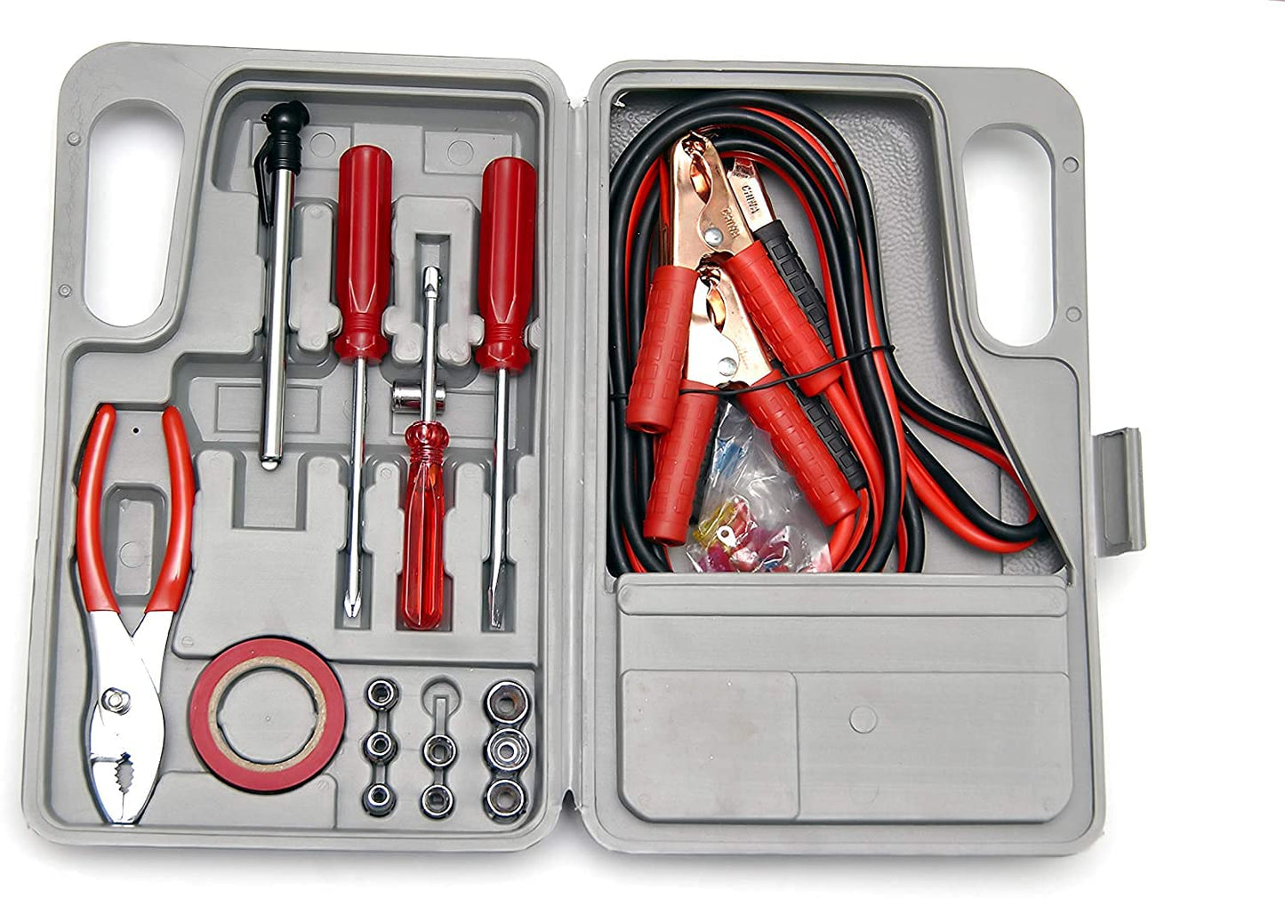 Emergency Roadside Automobile Assistance Kit- 30 Piece Set for Car, Truck, SUV, RV-Carrying Case, Jumper Cables, Tools, Gloves, and More by Stalwart