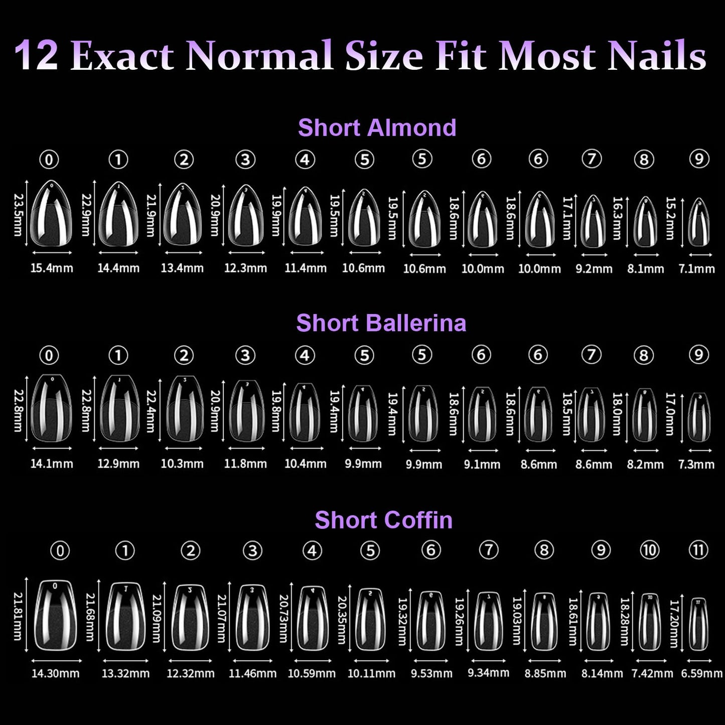 6 Styles Soft Gel Nail Tips - Short Almond Coffin Ballerina and Medium Almond Square Ballerina, 720Pcs Pre-shaped Half Matte Acrylic Nail Tips Clear Full Cover Press On Nails, Home Salon DIY Nails