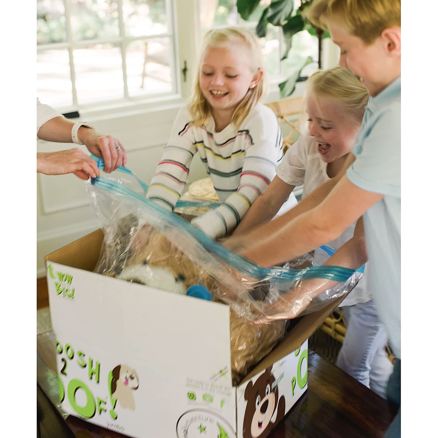 Animal Adventure®| Sqoosh2Poof™| Jumbo Plush Character Compressed Inside Small Box | 44" Dog