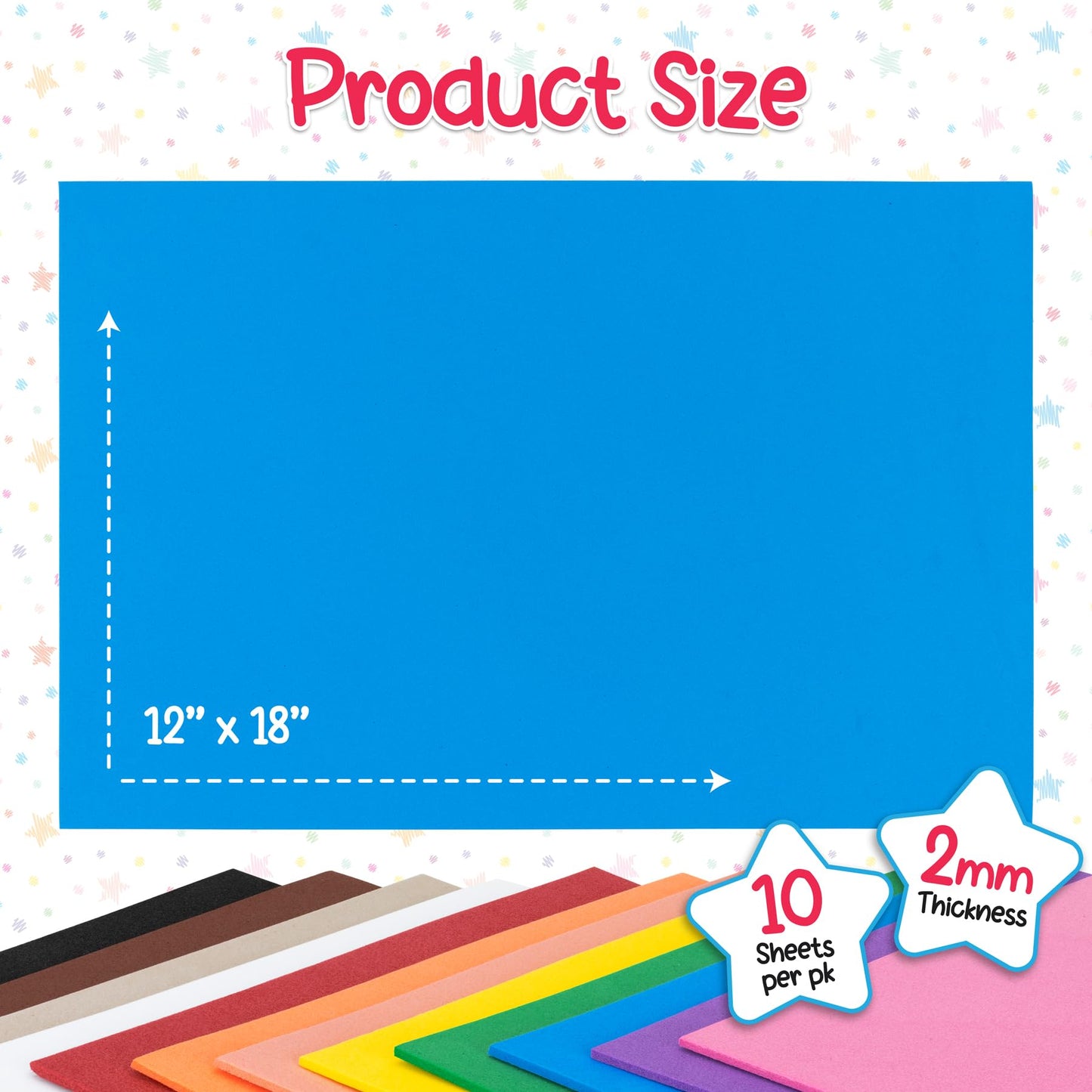 Hygloss Sheets Colorful Foam for DIY Arts & Craft, 12” x 18”, Blue, 10 Piece