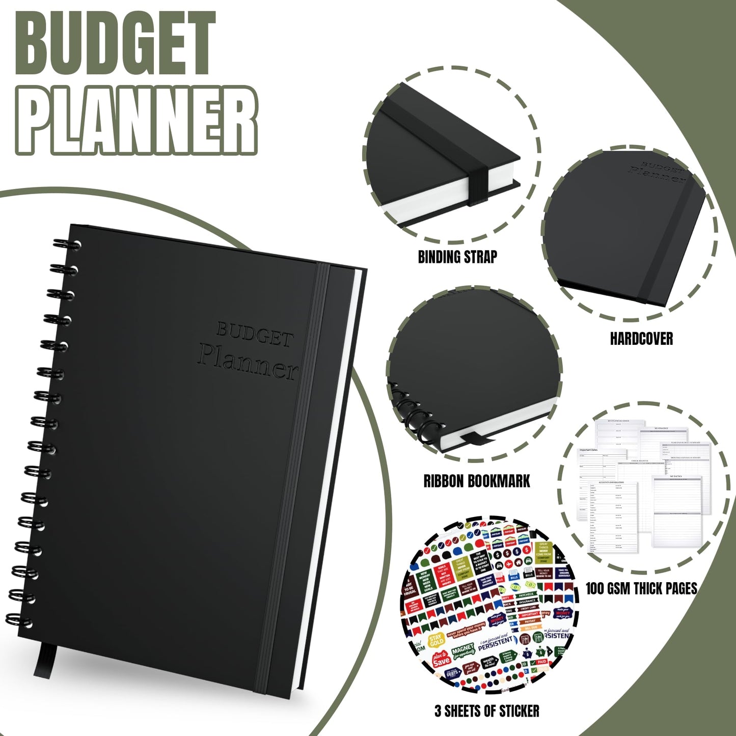 Budget Planner and Monthly Bill Organizer - Financial Planner Budget Book with Sticker Sheets - 12 Month Undated Bill Tracker Notebook with Debt, Saving and Expense Trackers - A5 (Rose Pink)