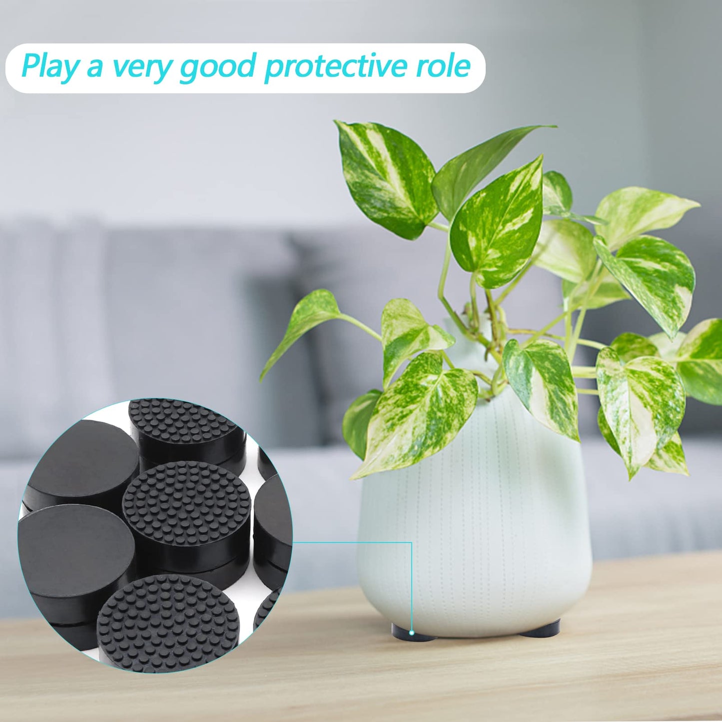 Ayipaqen 20 Pack Invisible Pot Feet, Non-Slip Solid Rubber Plant Pots Risers, 0.06" Durable & Reusable Pot Lifters for Indoor & Outdoor Planters, Drainage & Moisture Control Pads, Non-Scratch