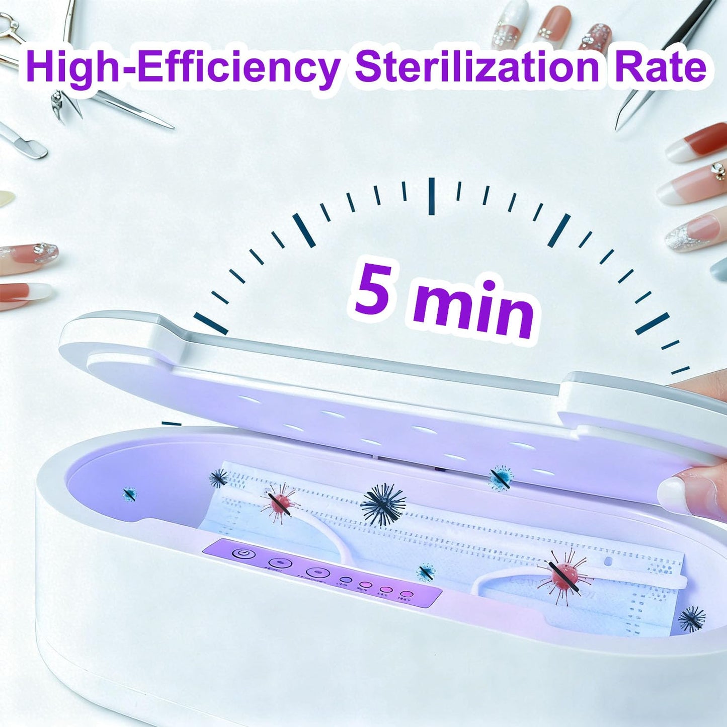 Multifunctional Cleaning Box, ALLGLAM Portable USB Cleaning Box for Nail Manicure Make Up Tools,Jewelry,Tattoo Supplies Cleaning