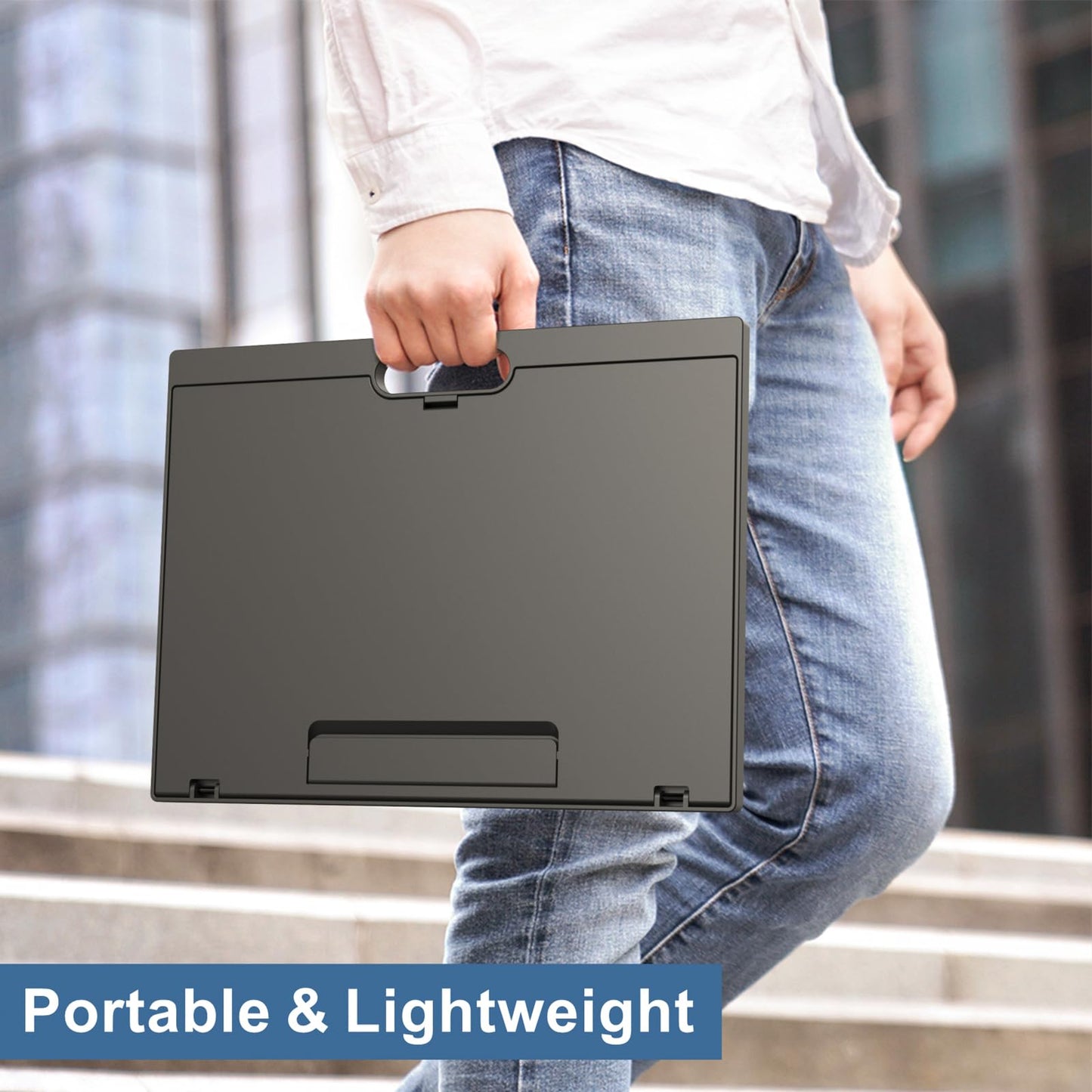 Adjustable Laptop Desk with 8 Angles - Cushioned Lap Desk for 15.6 Inch Laptops, Portable with Handle for Home & Office