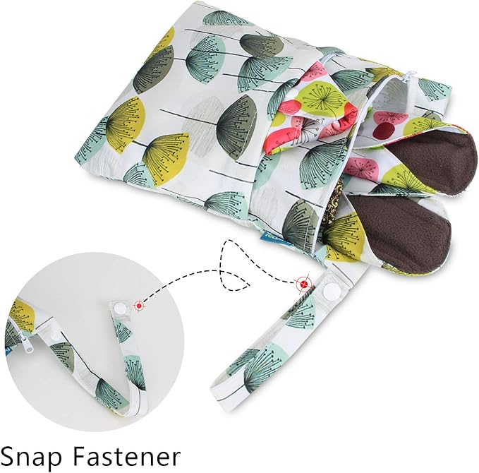 Teamoy 10pcs Cloth Panty Liners, Reusable Sanitary Pads with Wet bag, Washable Cloth Menstrual Pads with Charcoal Absorbency Layers (Country Style, 3pcs×7.9''+4pcs×10''+3pcs×11.6''), 11 Piece Set