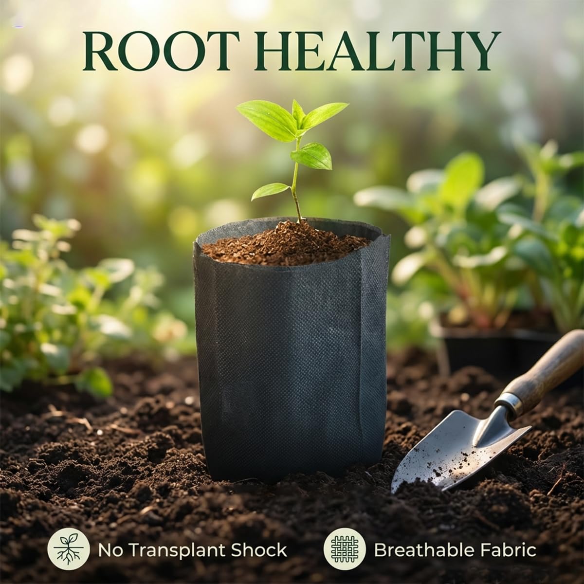 Gardtree 200PCS 5.5×6.3 Inch Breathable Plant Grow Bags - Biodegradable Non-Woven Plant Seedling Pots for Seed Starting, Indoor/Outdoor Vegetables, Herbs, Flower | Easy Transplant, Space Saving, Black