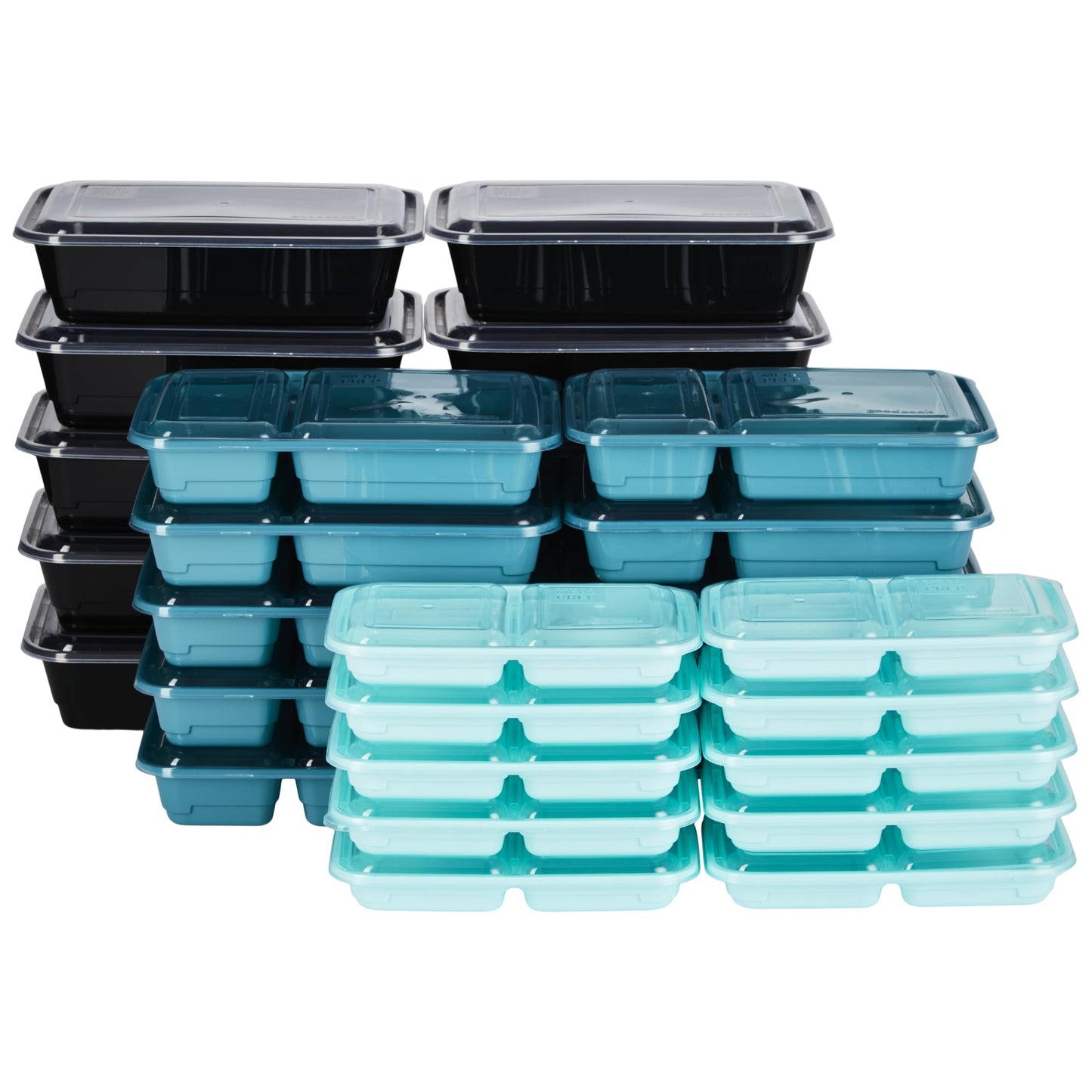 GoodCook Meal & Snack Prep Container Set, Includes Embossed Measurements & Color Coordinated Lids, Made Without BPA, 60-Piece Set
