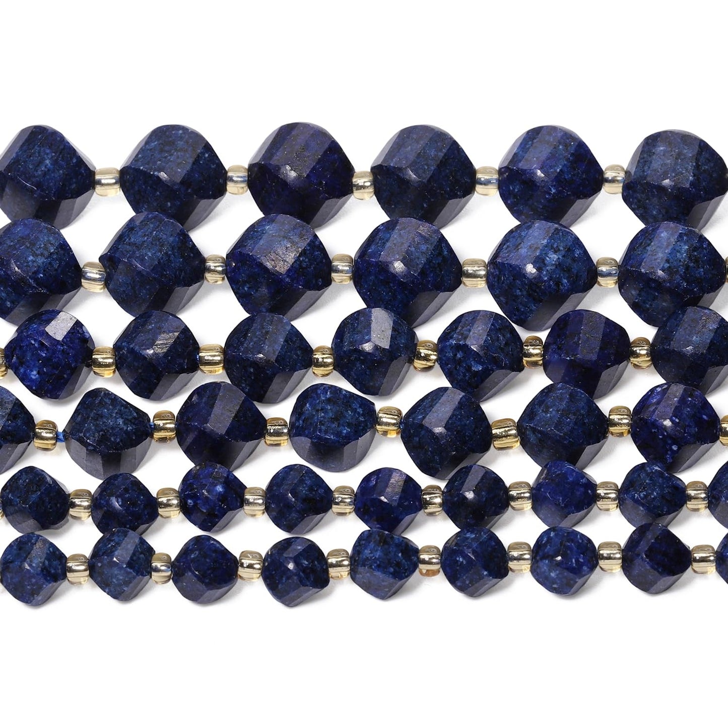 Yochus 42pcs Natural Lapis Lazuli Stone Beads for Bracelet，2strands 6mm Facted Twist Loose Gemstone Beads for Jewelry Making DIY Craft Necklace Earring