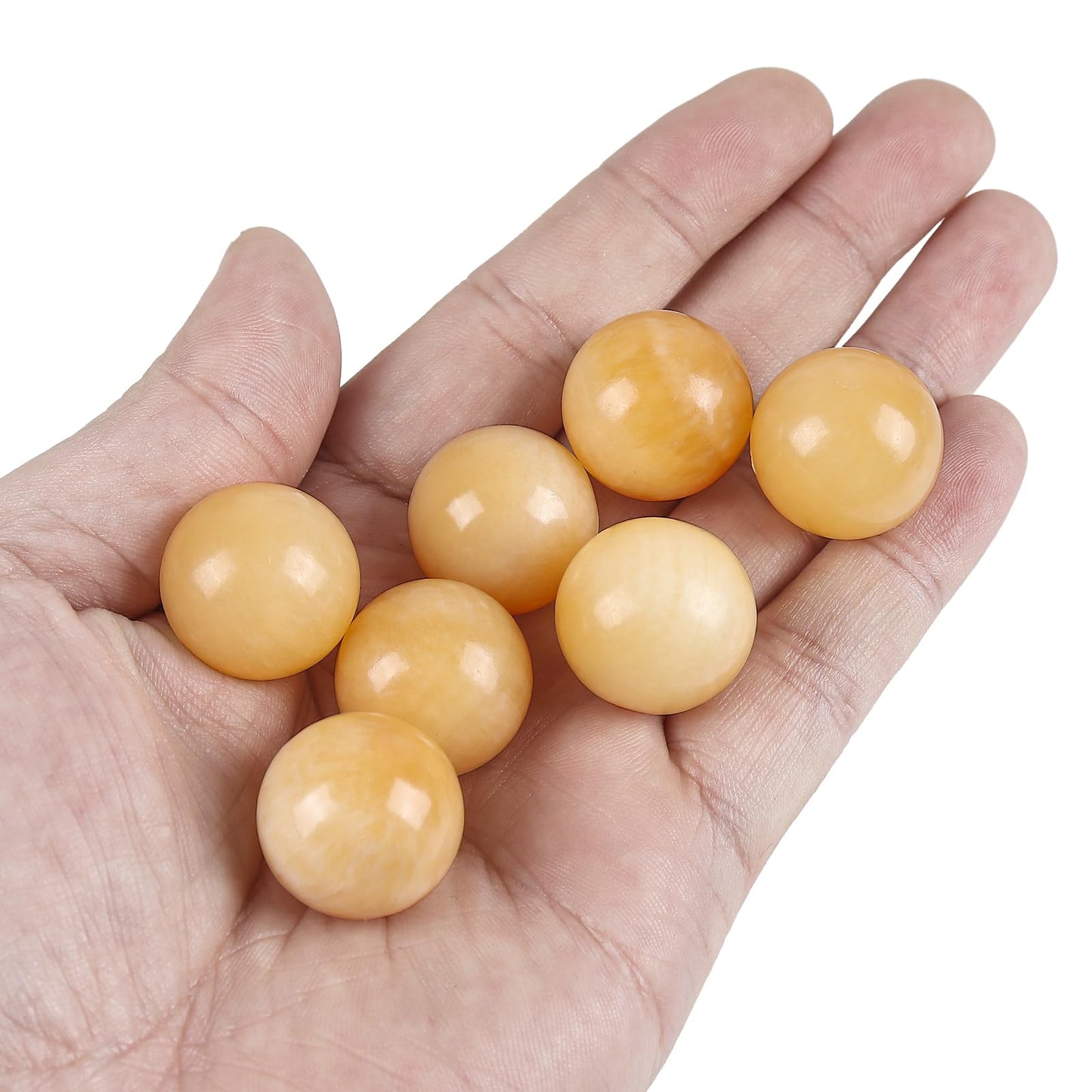 Fekuar 5 Pcs Yellow Jade Crystal Sphere Ball Set, Polished Healing Energy Mineral Gemstone Balls for Reiki Chakra Decoration Fengshui 20mm