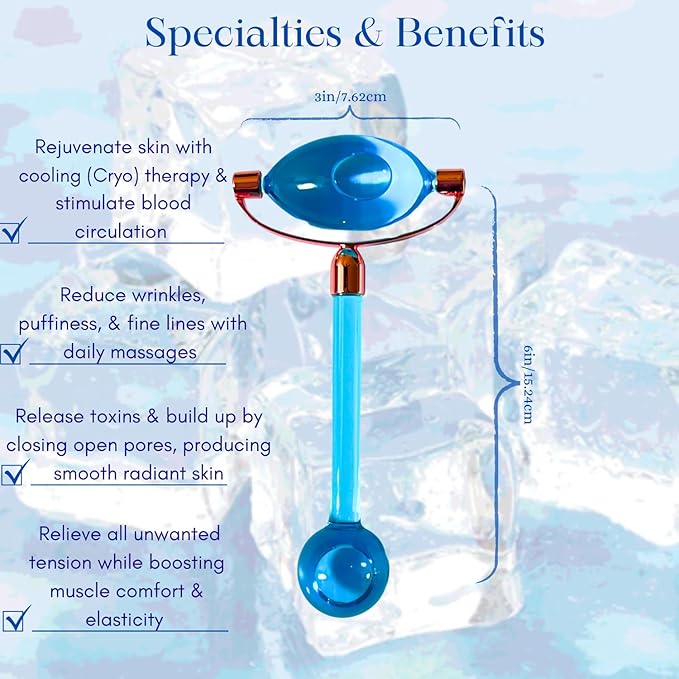 Liquid Ice Roller & Globe- Cooling Massage Roller For Face & Body, Cryotherapy Ice Roller For Skin Tightening, Rejuvenating, Reduce Puffiness, Wrinkle Repair, Liquid Ice Globe Facial Skin Care Tool