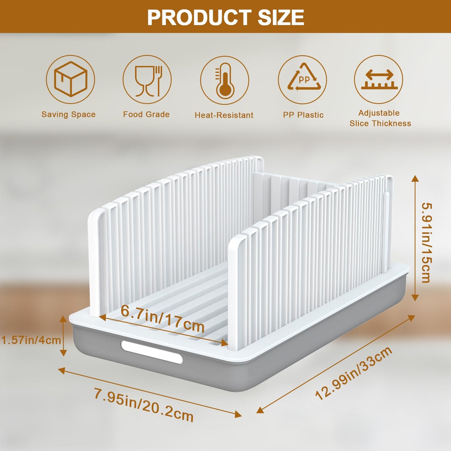 Kiss Core Upgrade Bread Slicer for Homemade Bread, Bread Slicer Guide Adjustable Width and Thickness, Foldable and Compact Cutting Guide with Crumb Tray, Suitability for Homemade Bread, Bagels, Cakes