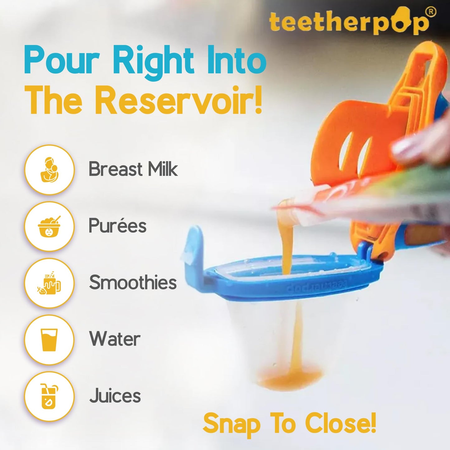 Teetherpop Fillable Freezable Teethers for Babies - Breastmilk Teether with Spill-Proof Sippy Slits – Teething Popsicle for Baby, Liquids & Purées, Cooling Teething Relief Feeder Pacifier - BlueLime