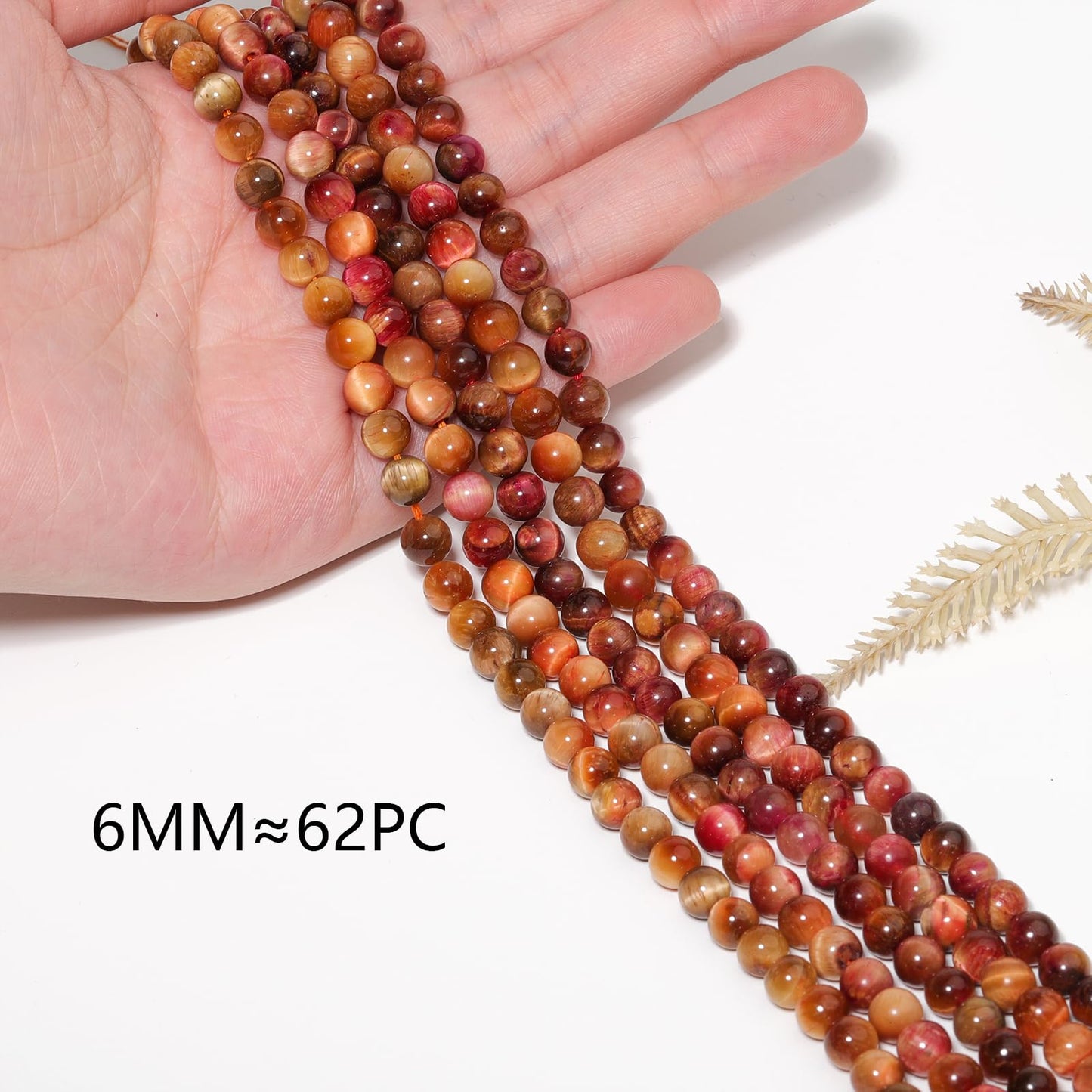 Yochus Natural Tiger Eye Beads, 60Pcs 6MM Onyx Agate Color Enhance Round Loose Beads Bulk, DIY Charm Smooth Gemstone Beads for Jewelry Making(4mm 8mm 10mm 12mm Beads)