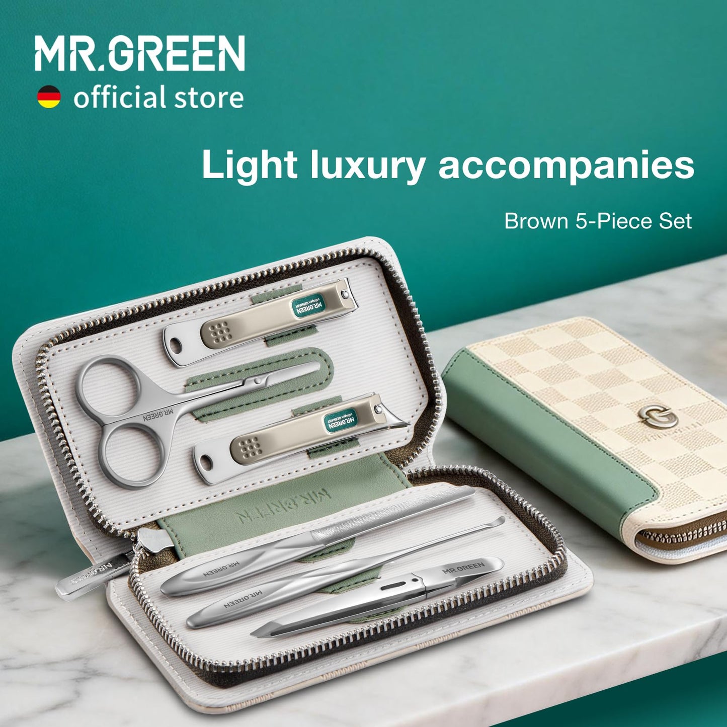 MR.GREEN Manicure Sets Light Luxury Nail Clipper Kits Personal Care Tools Fashion Contrasting PU Case (Mr-8884)