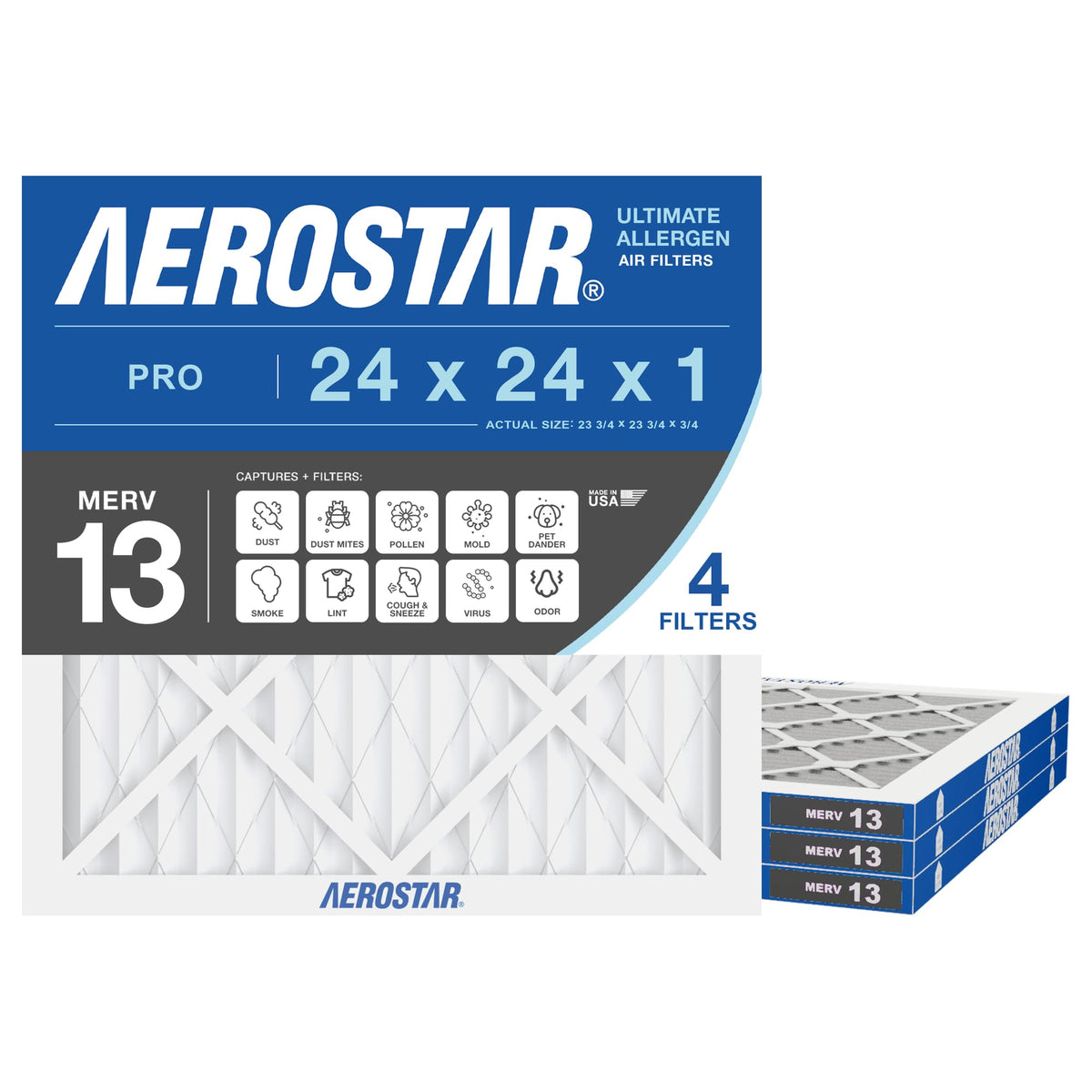 Air Filter 24x24x1 MERV 13 AC Filter (4 Count)