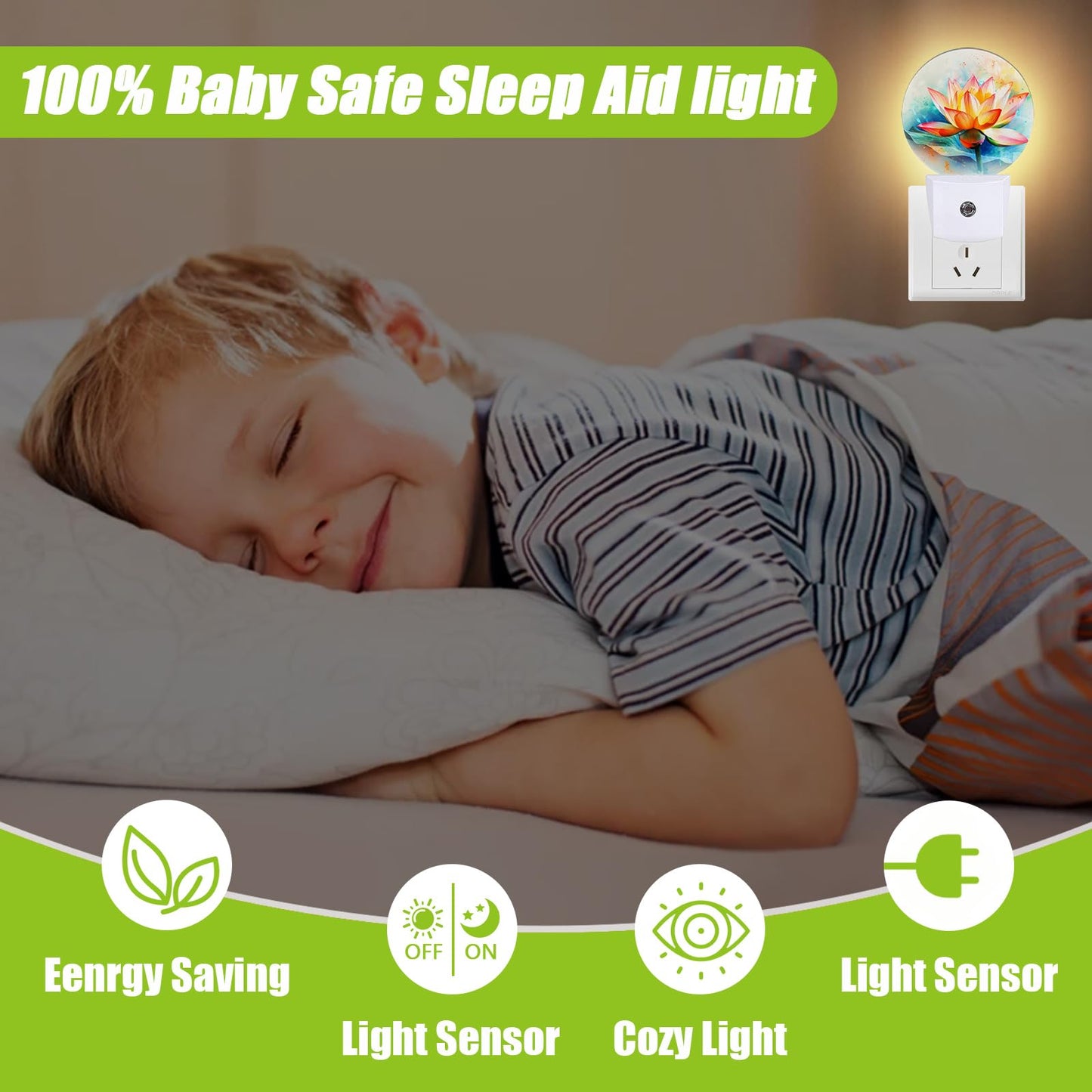 COSHARKLY Magic Lotus Flower Bloom Night Light,Floral Plug-in Night Lights with Dusk-to-Dawn Sensor for Bedroom Bathroom and Living Room Sleep Friendly lamp