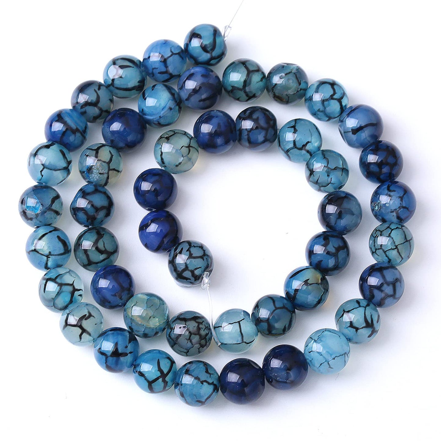 6MM 60PCS Natural Stone Blue Dragon Vein Agate Loose Beads for Jewelry Making DIY Bracelet Necklace