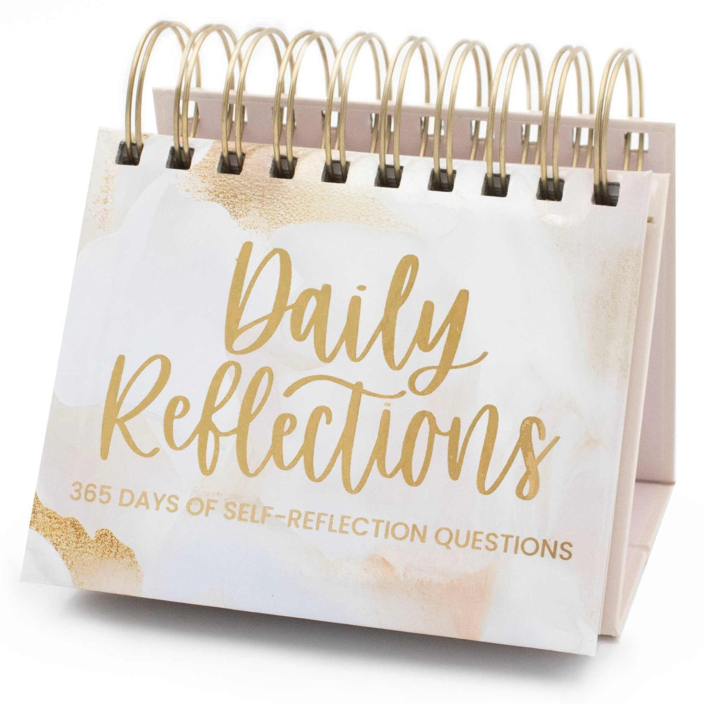 bloom daily planners Undated Perpetual Desk Easel - Motivational Inspirational Standing Flip Calendar - Page a Day (5.25" x 5.5") - Daily Mindfulness Reflection Questions