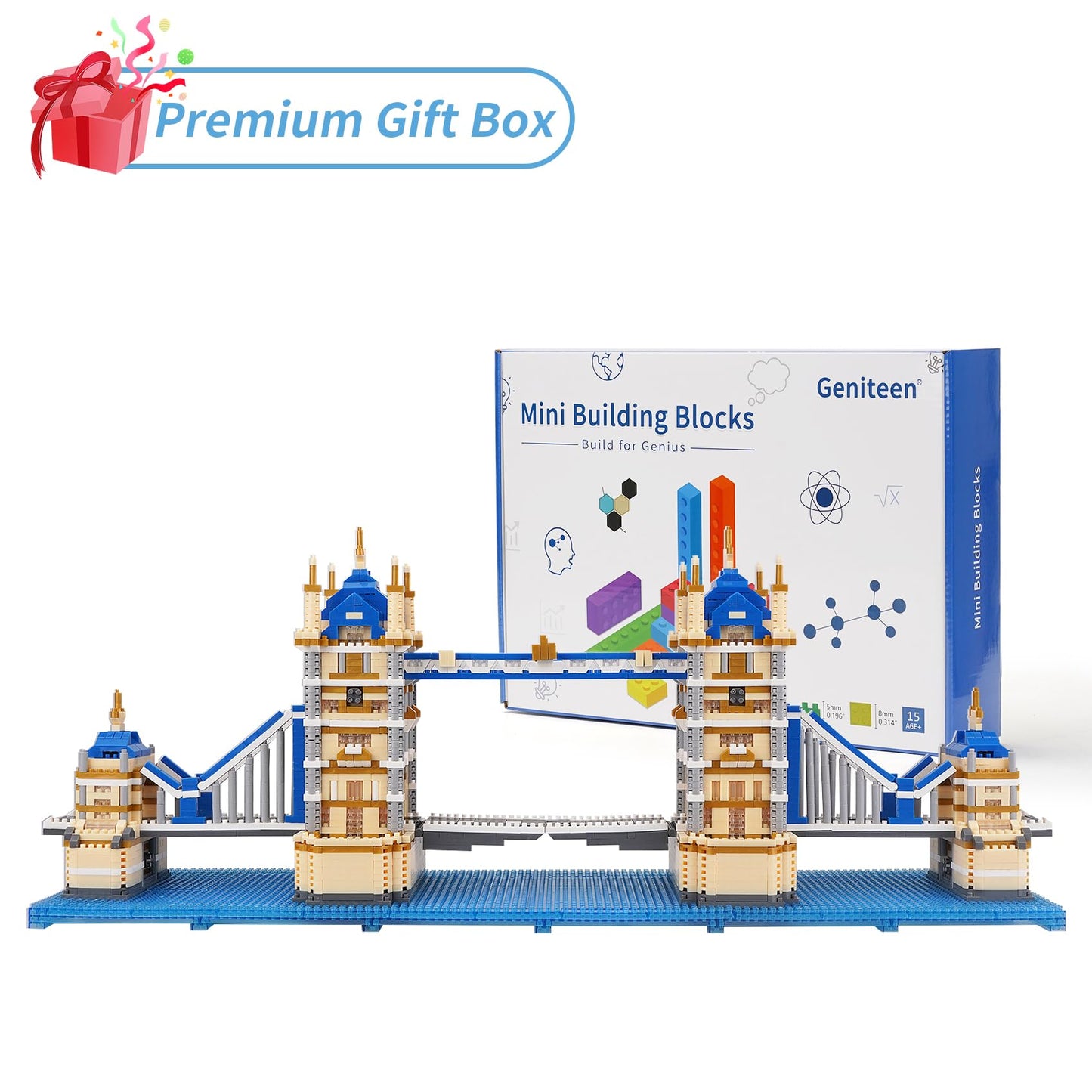 Geniteen Building Blocks Set, London Tower Bridge Model Micro Mini Blocks, 3800 PCS Architecture Model Kits