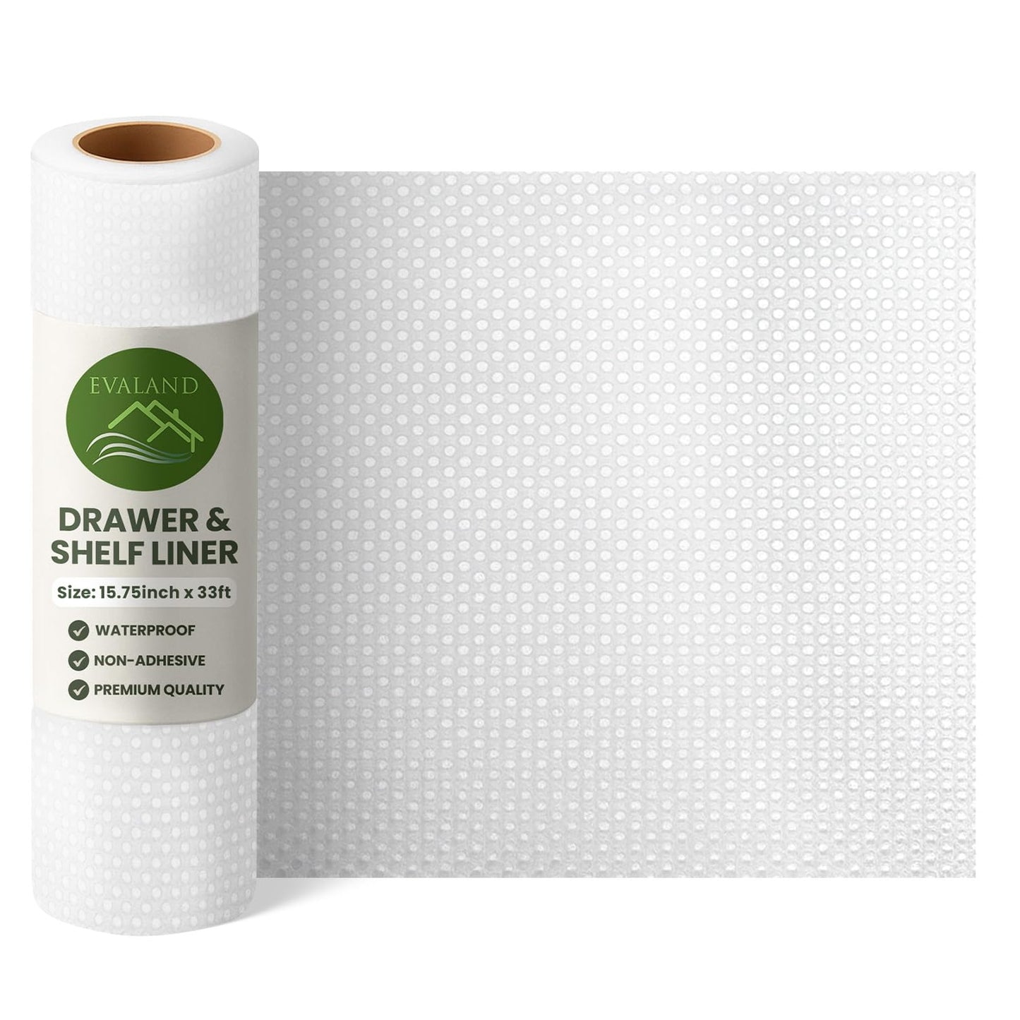 EVALAND Shelf Liners for Kitchen Cabinets Non-Adhesive 15.75" x 33 FT Clear Drawer Liner Non Slip, Washable Cabinet Liner, Waterproof Shelf Liners for Cabinet, Refrigerator Bathroom Pantry - Thickened