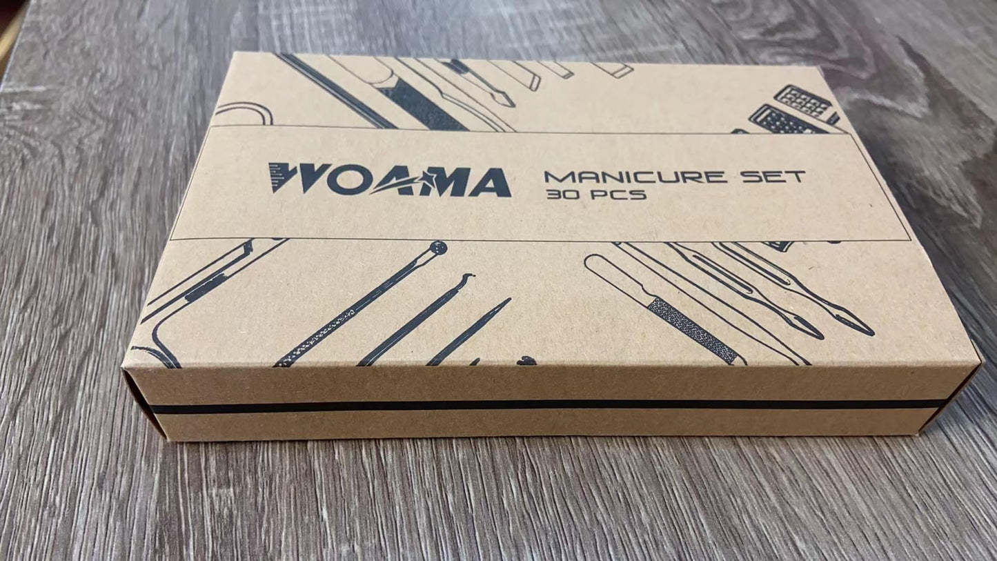 WOAMA Manicure Set Nail Clippers 30-piece Pedicure Kit Manicure Tools Nail Manicure Kit with Green Travel Case for Home, Workplace, Gift, Beauty Salon