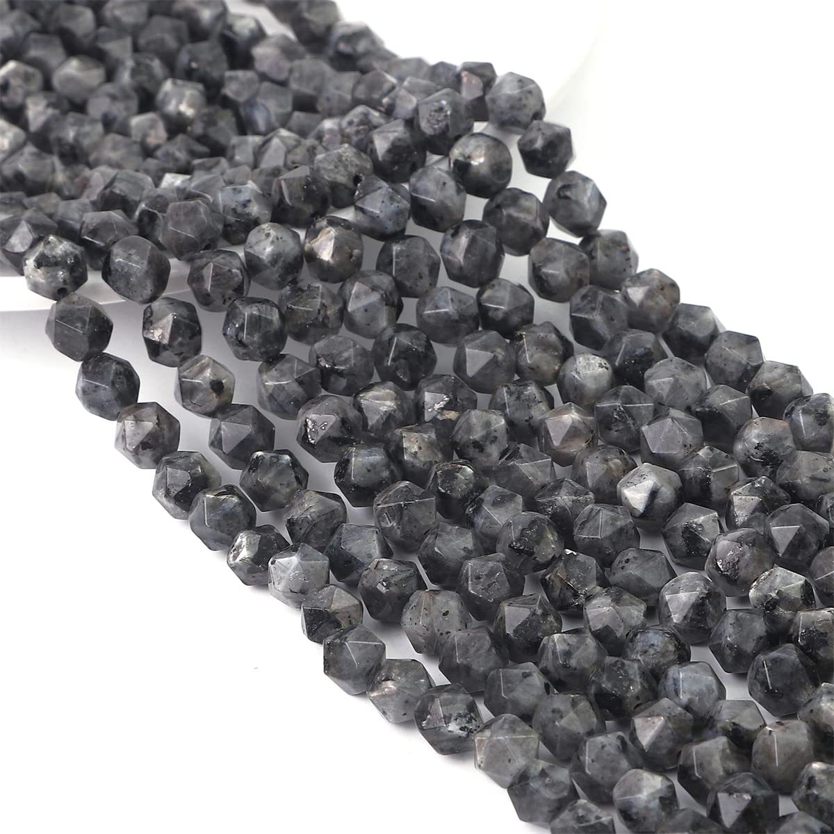BEADIA Faceted Natural Black Spectrolite Stone Round Beads 8mm 36cm/Strand for Jewelry Making