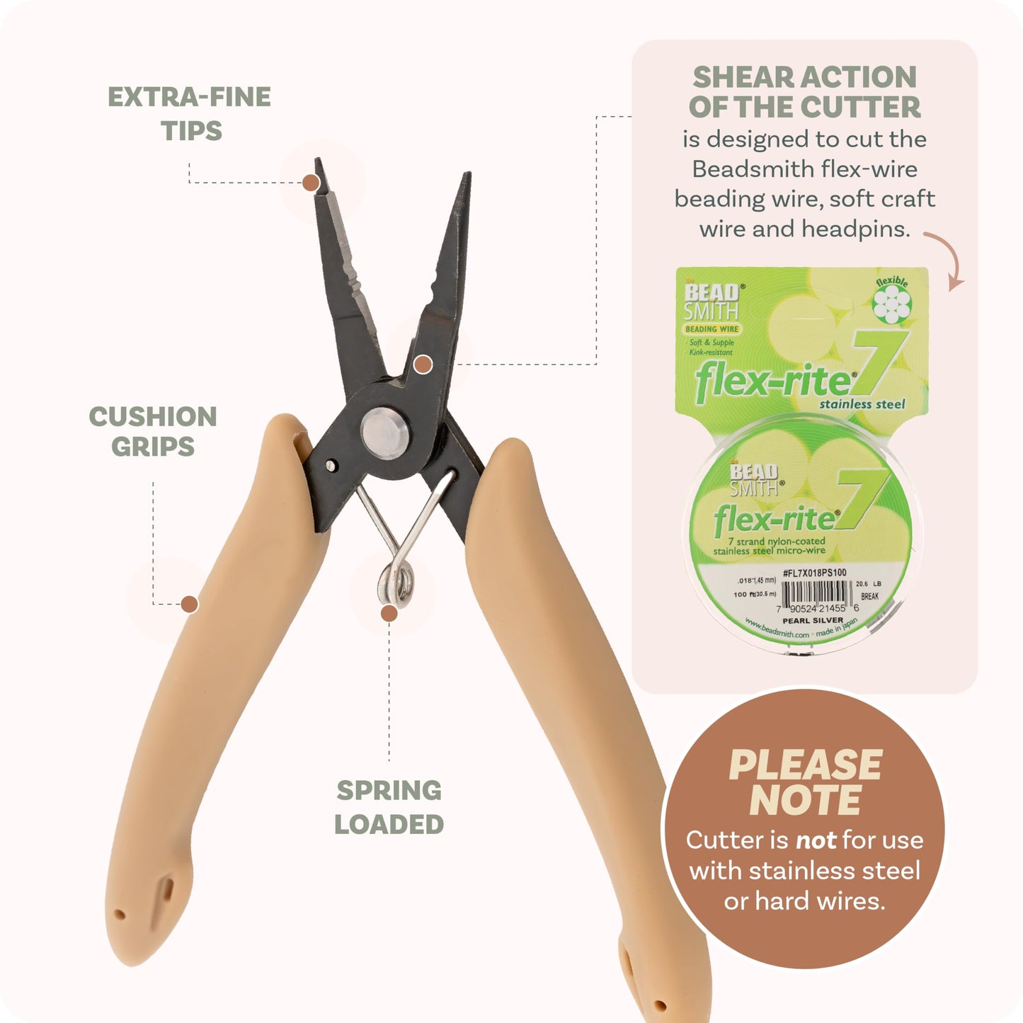 The Beadsmith Beader's All-in-One Pliers – Multifunctional Jewelry Making Tool, 5.25 Inches, w/Round Nose, Chain Nose, Crimper & Flex-Wire Cutter, Patent Pending