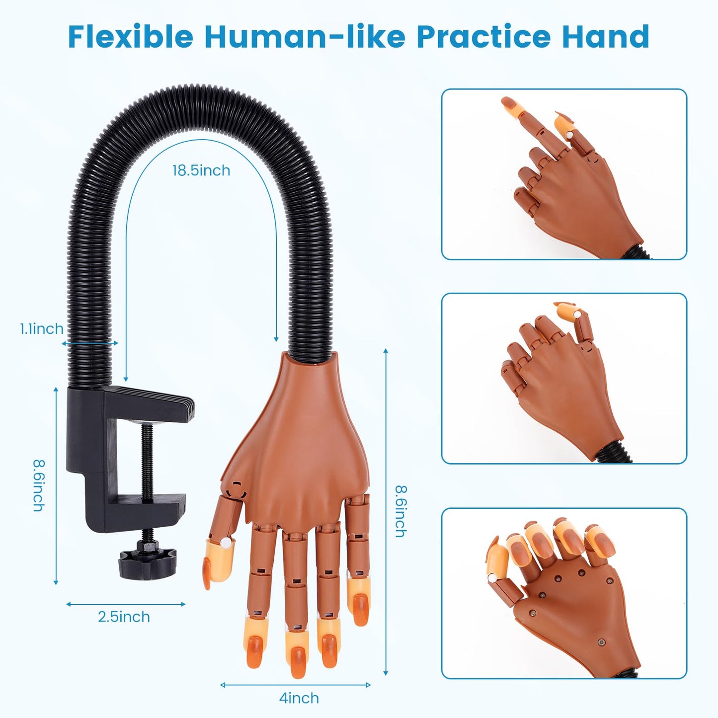 Wilfniee Magnetic Practice Hand for Acrylic Nails: Flexible Fake Nail Training Hand Practice - Manicure Hand Practice Kit for Beginners