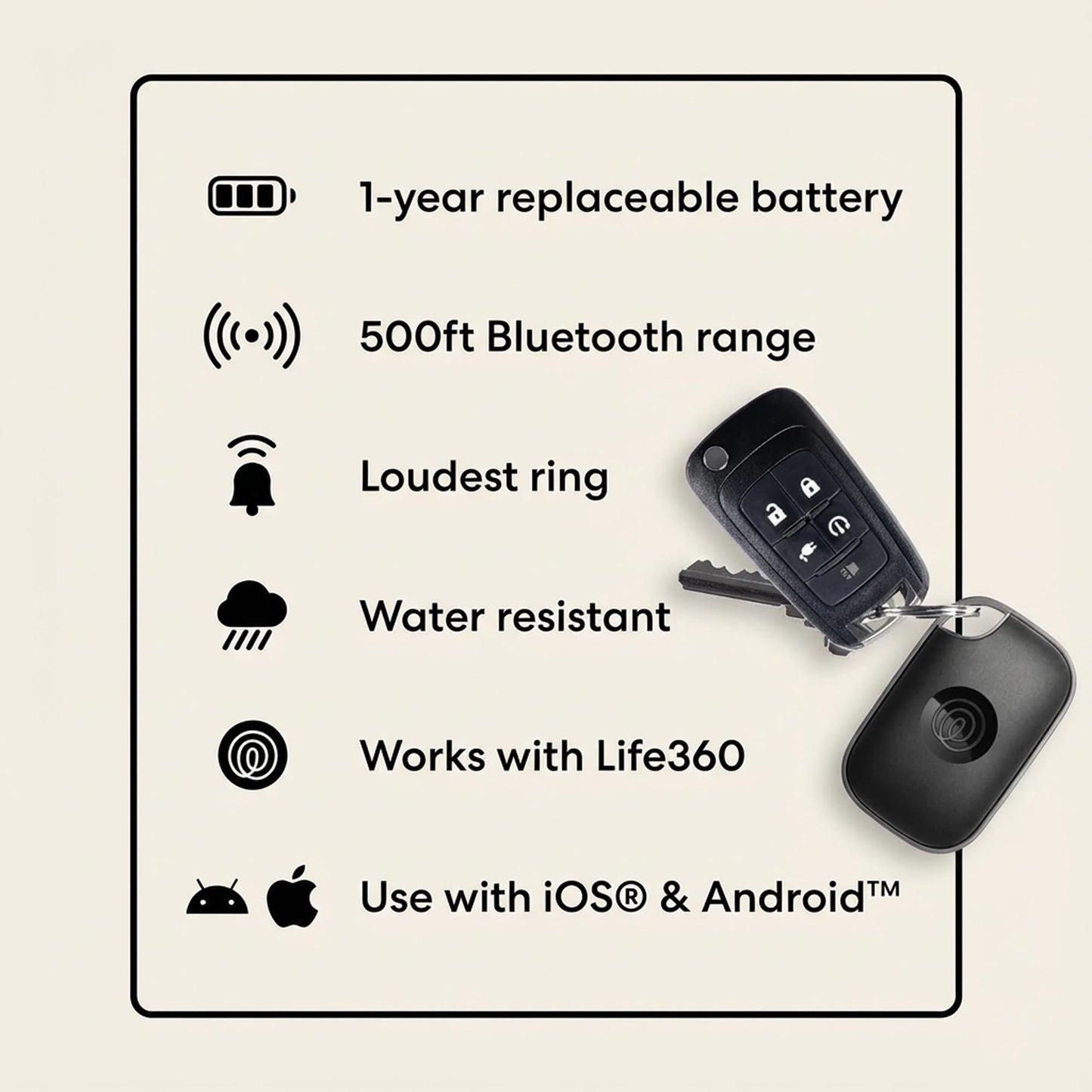 Life360 Tile Pro - Powerful Bluetooth Tracker, Key Finder and Item Locator for Keys, Bags and More. Both iOS and Android Compatible. Phone Finder. 1-Pack (Black)
