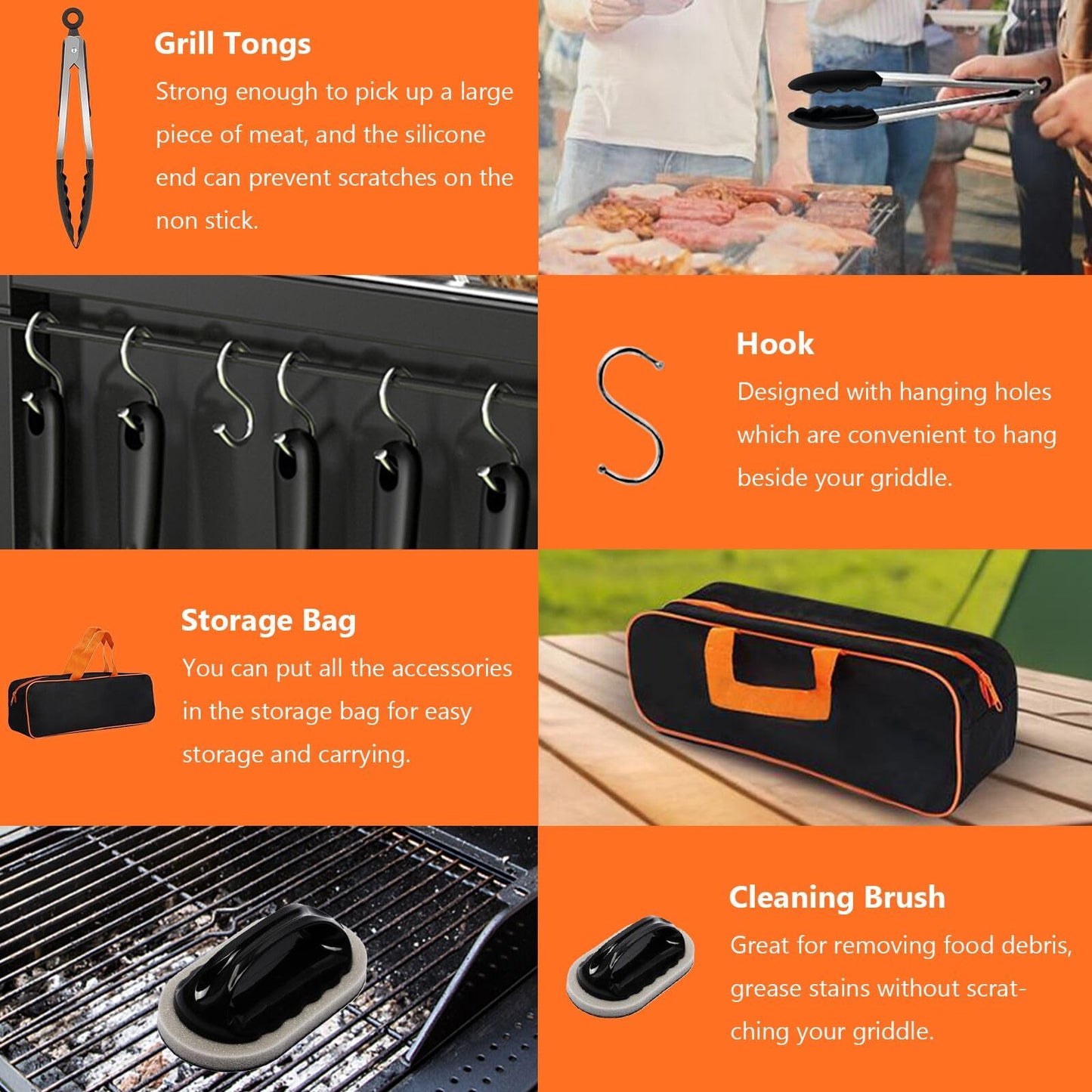 Blackstone Griddle Accessories, 30PCS Grilling Accessories for Outdoor Grill, Grill Accessories with Spatula, Basting Cover, Egg Rings for Outdoor BBQ, Camping, Teppanyak